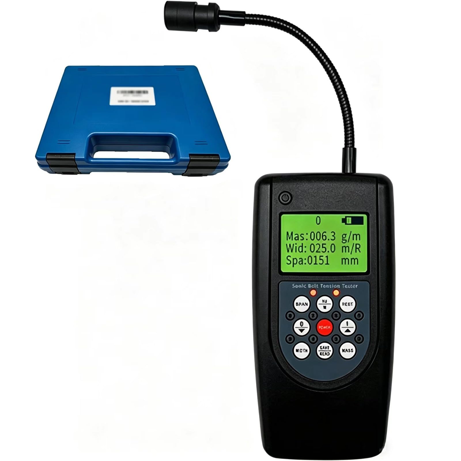 Medidor de tensión de correa, indicador integrado con pantalla LCD retroiluminada y sonda ajustable, rango de frecuencia 10 Hz a 680 Hz, almacena 20 parámetros de correa, ideal para correas