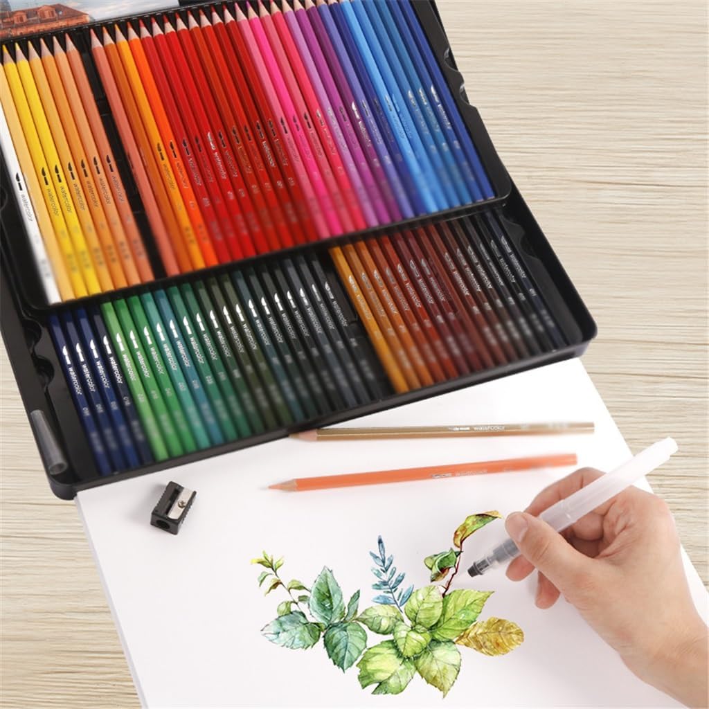 72 Colours Water Soluble Coloured Pencils Set Iron Box Art Drawing with Tap