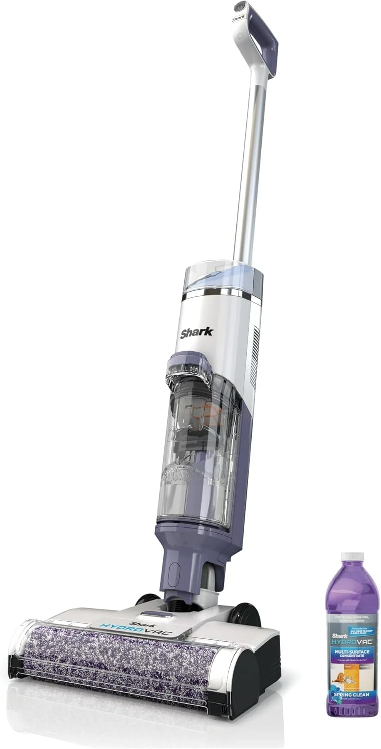SHARK HydroVac Cordless Pro 3-in-1 Vacuum, Mop & Self-Cleaning System with Brushroll* for Multi-Surface Cleaning, For Sealed Hard Floors (HydroVac + Multi-Surface Cleaning Solution) (Renewed)