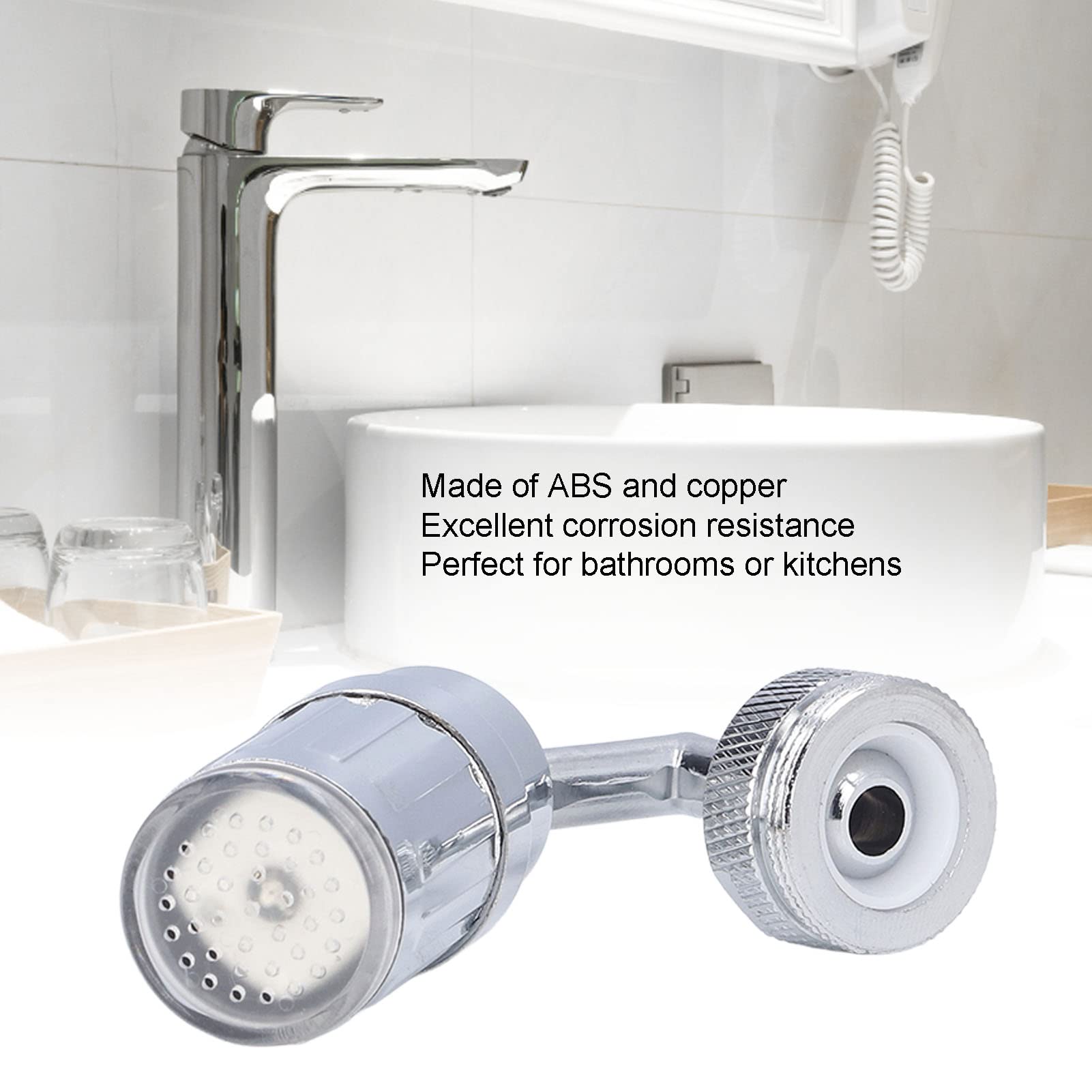 Water Faucet Bathroom Kitchen Sink Faucet Fashion LED Tricolor Temperature Control Faucet 3 4in External Teeth Suitable for — view 4