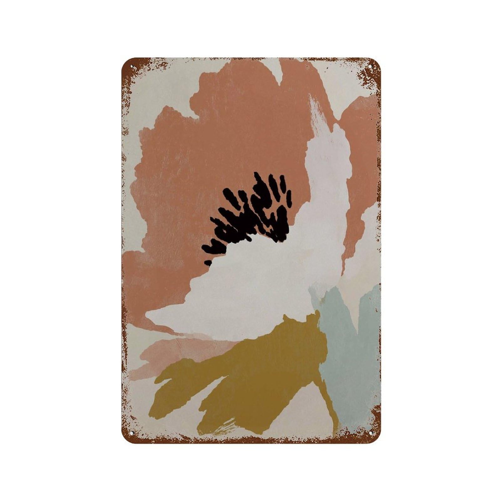 xiaoxiaoshen Abstract Floral Modern Minimalist Flower Mid Century Botanical Contemporary Boho Wall Decor Art Metal Tin Poster Modern Home Decor Art Home Bar Shop Decorations Vintage Sign 30x20cm