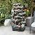 Alpine Corporation TZL130 Outdoor Floor 8-Tiered Rock Waterfall Fountain with LED Lights and Natural Stone Look, 50", Gray