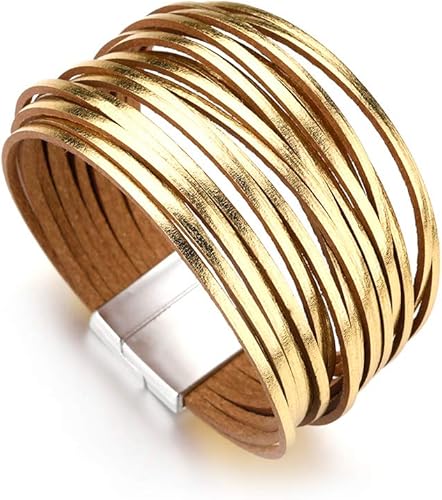 Miniatura 2 de Fesciory - Pulseras de cuero para mujer, cuentas de cristal, diseño de leopardo, estilo bohemio, múltiples niveles