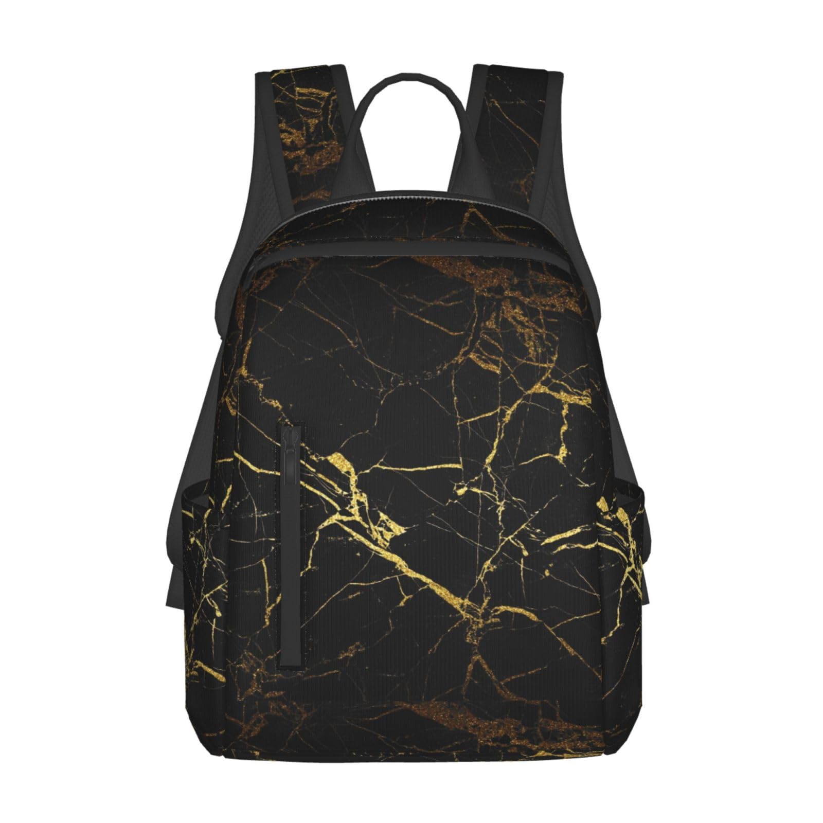 Sac à dos léger noir et doré imprimé papier peint chic taille unique pour le quotidien - 8