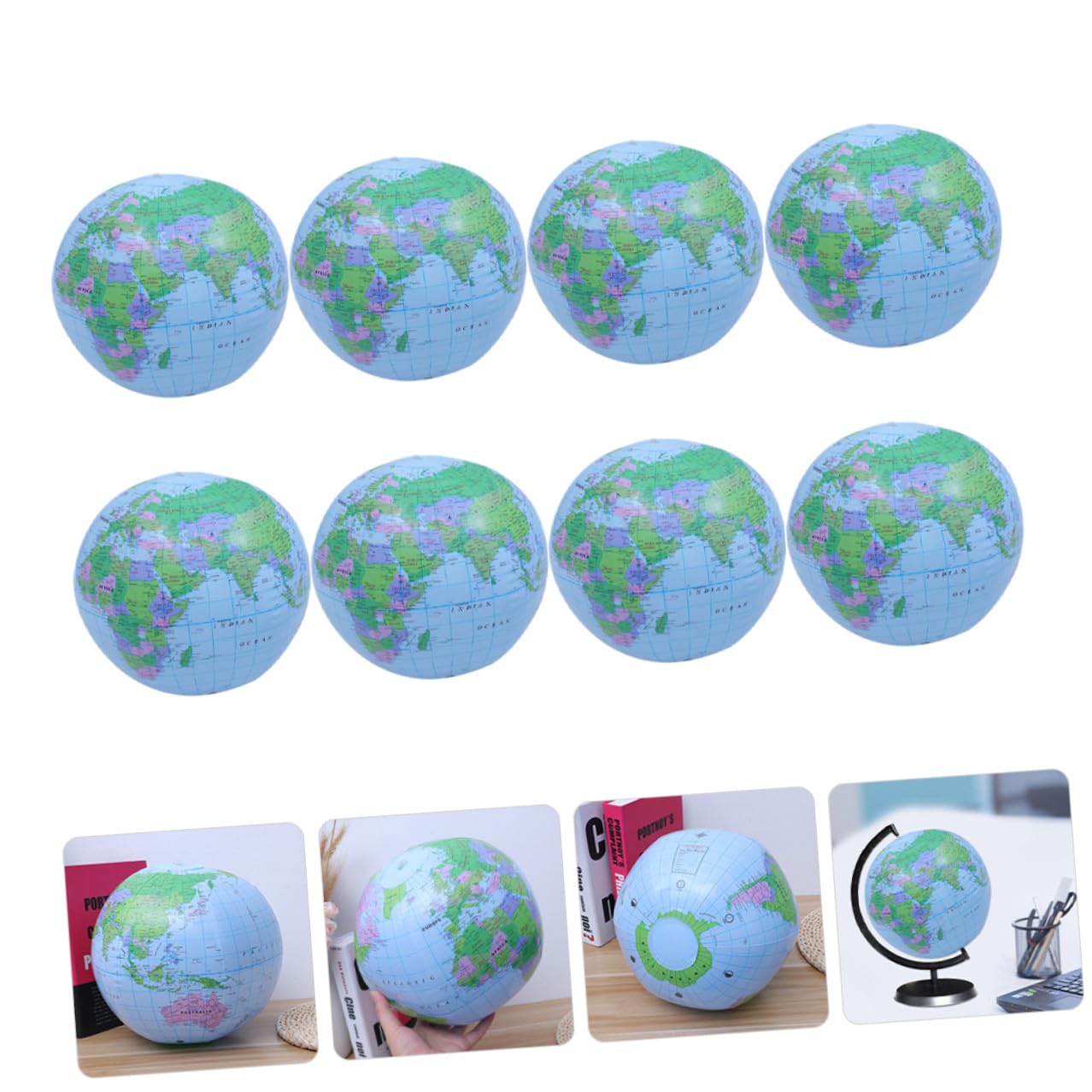 BESPORTBLE Palloni Gonfiabili da Spiaggia a Forma di Globo 30 Cm, Giocattoli Educativi per Ragazzo Ragazza, Pvc Resistente Riutilizzabile, per Piscina, Spiaggia e Giochi All’aperto,