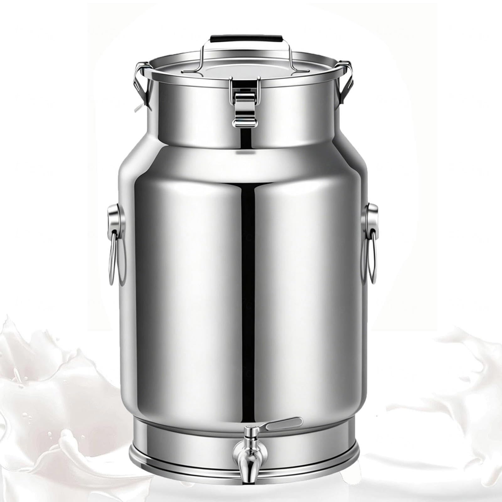 Bidón De Acero Inoxidable para Transporte De Leche con Grifo,A-30L | cubo acero Inoxidable para vino/recipiente para lácteos/bidón de leche/jarra con tapa sell,A-30L