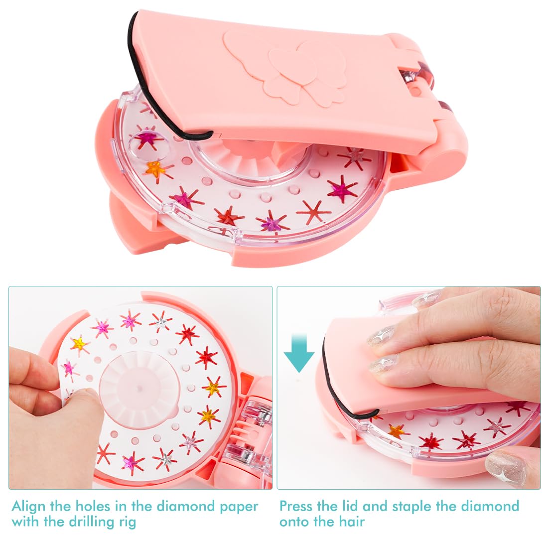 Set di toppe glitterate per capelli da ragazza, accessori per capelli