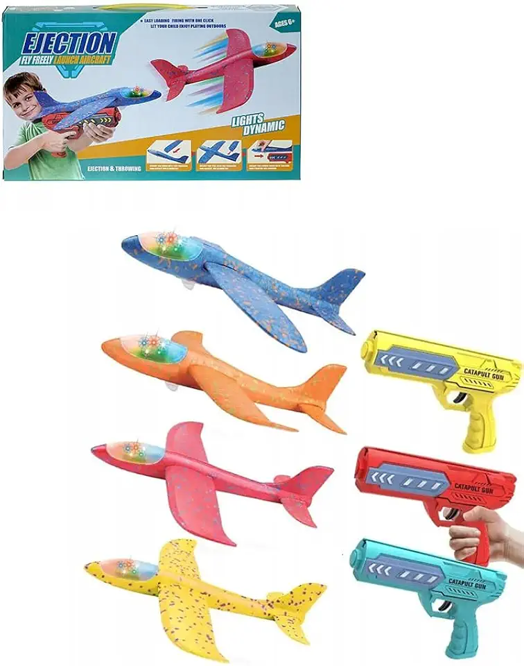 Airplane Launcher Toy for Kids Multi Color with LED Light (Random Selection)