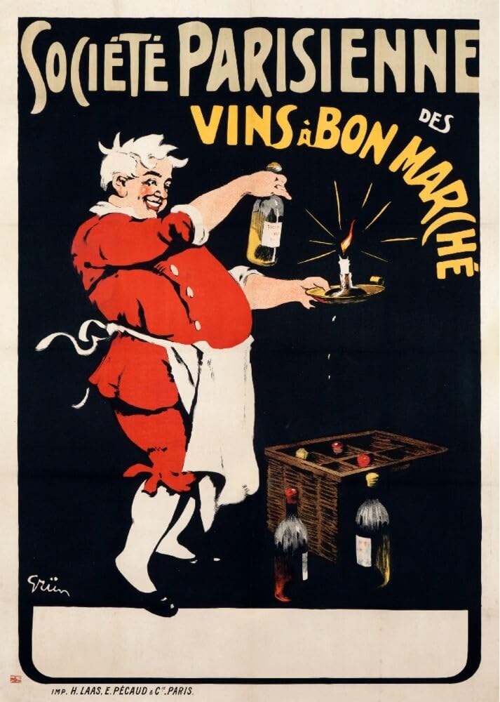 Yelacecca Wine Paris Grun French Funny Vintage Metal Sign 8X12 Inches