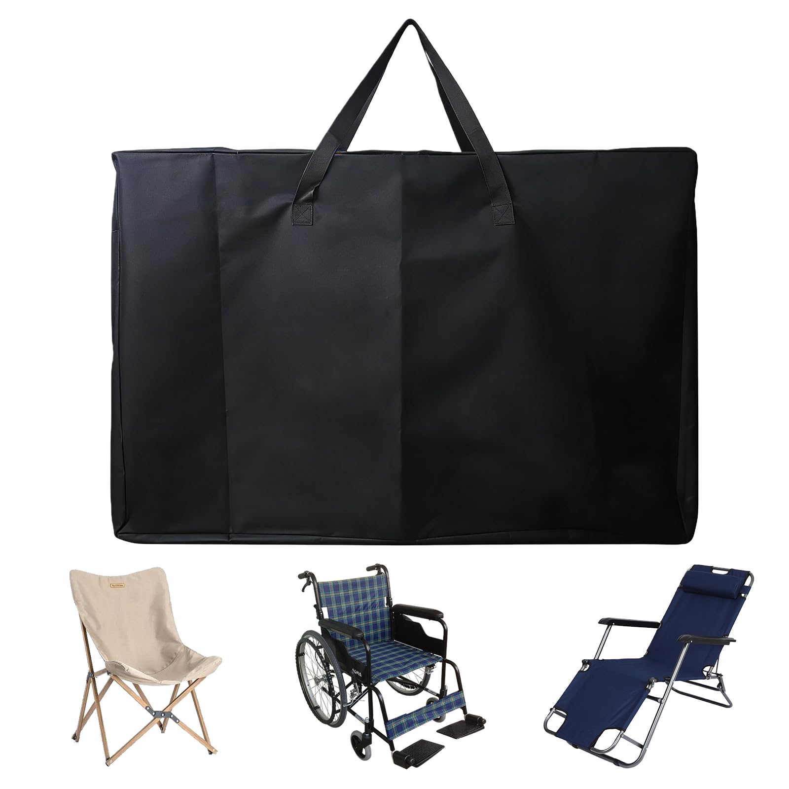 Sac de rangement pliable pour fauteuil roulant 72 x 28 x 106 cm, Grand sac de rangement pour chaise de jardin de transport portable housse de protection 600D imperméable, résistante pour pliantes