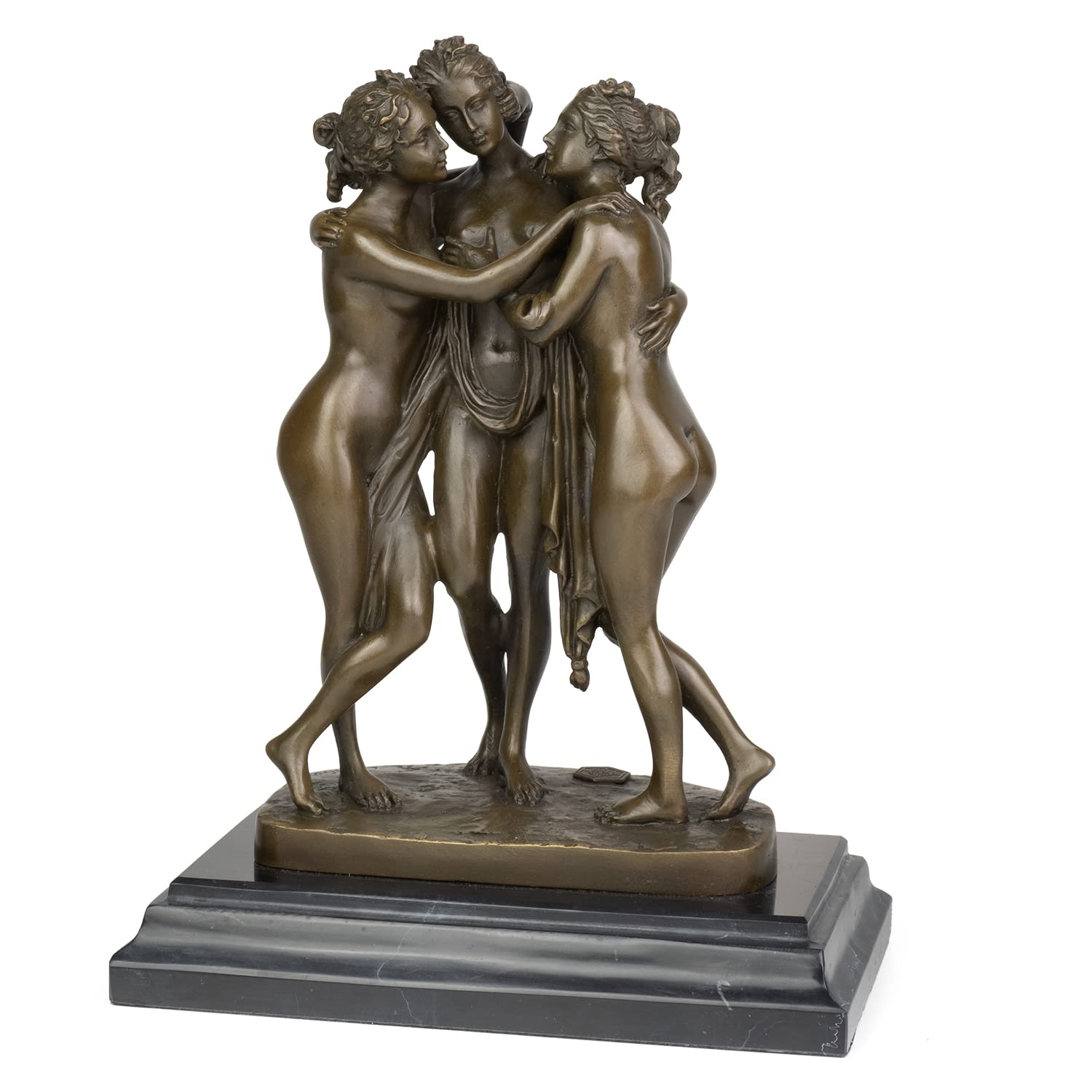 Moritz Figura de bronce con tres gracias, altura 25 cm, 3,9 kg, estatua antigua