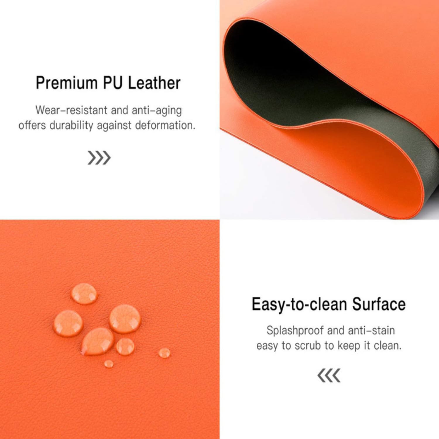 Large Office Desk Mat - Computer Laptop Protector Pad 80x40cm - Writing Blotter Cover for Desktop (Orange) - Image 4