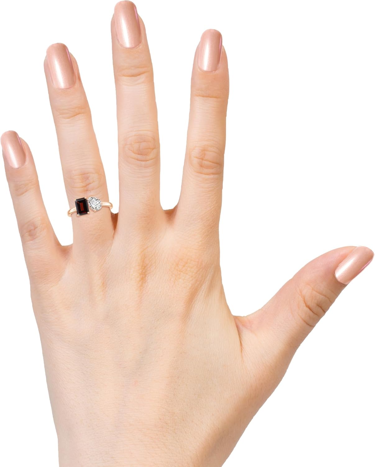 Toi Et Moi Octagon Cut and Pear-Shaped Garnet Moissanite Engagement Ring in 925 Sterling Silver/Gold Plated Two Stone Promise Wedding Ring January Birthstone Jewelry Gift for Women