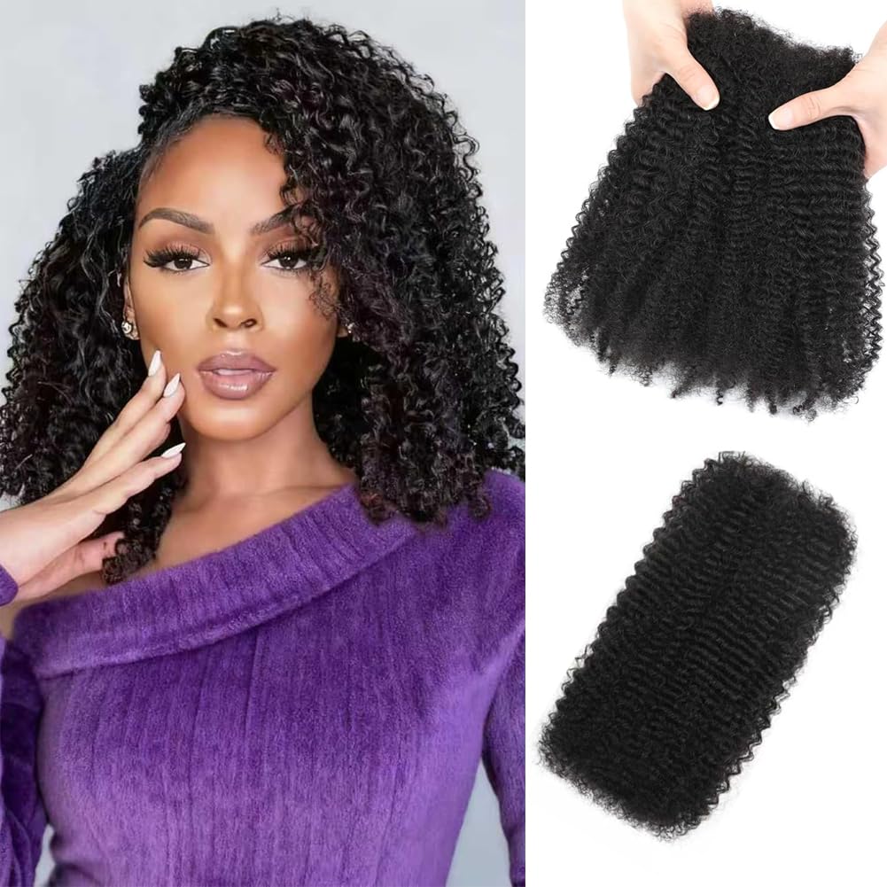 Afro Kinkys Bulk Human Hair 14inch,Afro Kinky-Curly Human Hair Bulk for Twists 50 grame Brown Color Afro Kinkycurly Bundles Human Hair Extensions Micro Locs Repair Soft Afro Twist Hair