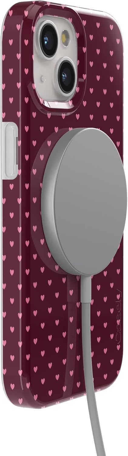 Casely iPhone 15 Plus Case | Heart Noir | Tiny Hearts | Compatible with MagSafe | Classic Ultra Slim Design