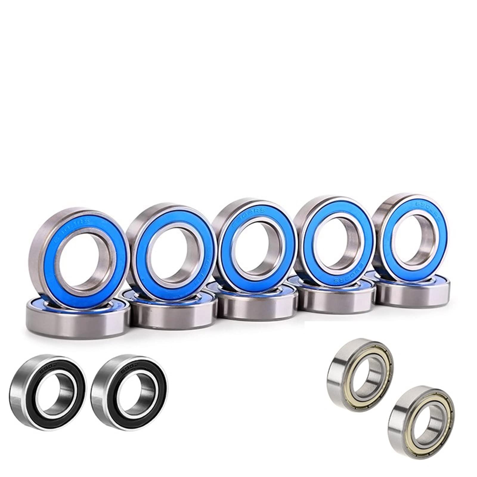 HYUJNAFZR 6902RS Bearing 10PCS 15x28x7mm ABEC-3 Hobby Electric RC Car Truck 6902 RS 2RS Ball Bearings 6902-2RS Blue(6902-2RS)