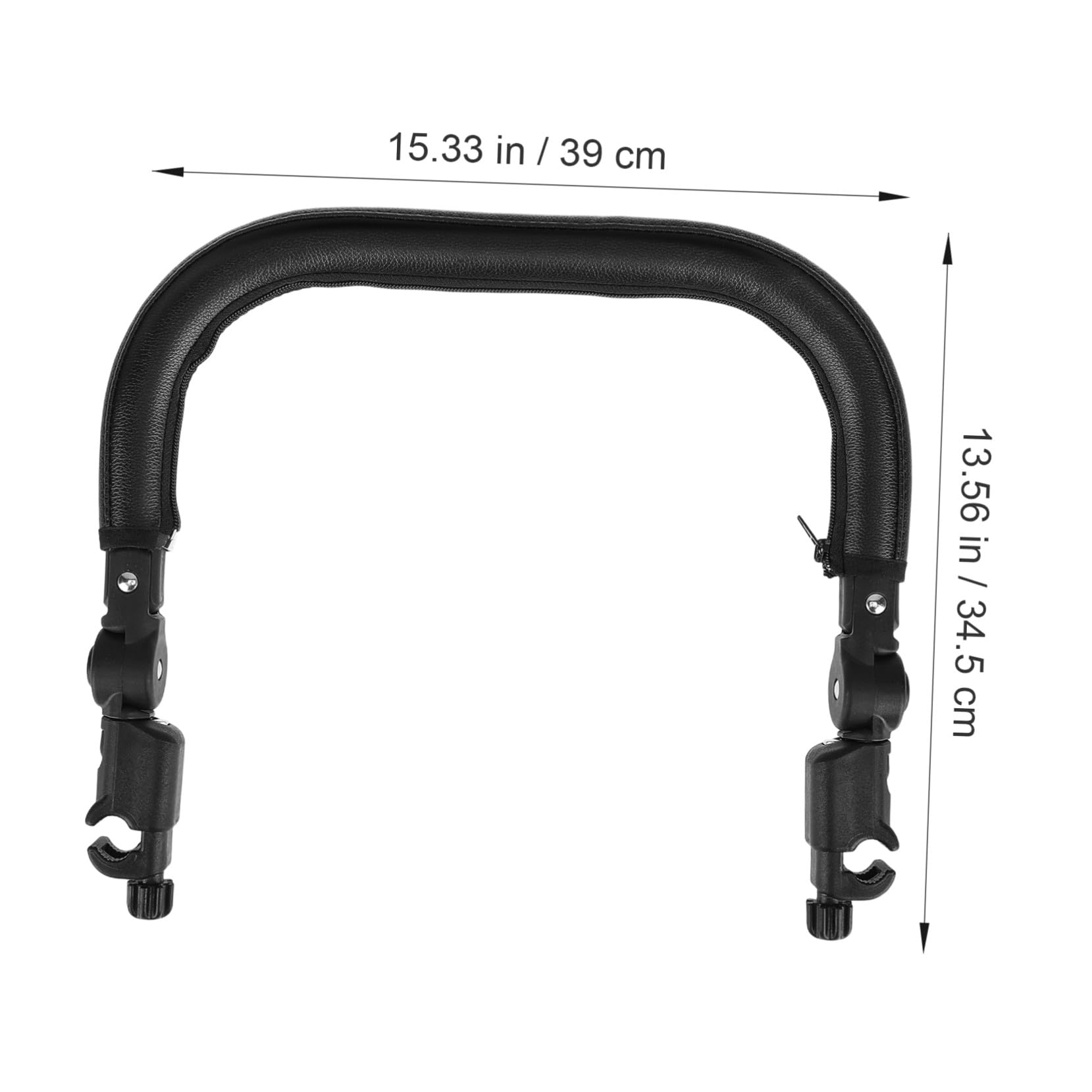 Barre de Poussette en Cuir Pu et Fer Noir Détachable Résistance à L'eau, Rallonge de Poignée Adaptée à Plus de 98% des Poussettes Bébé
