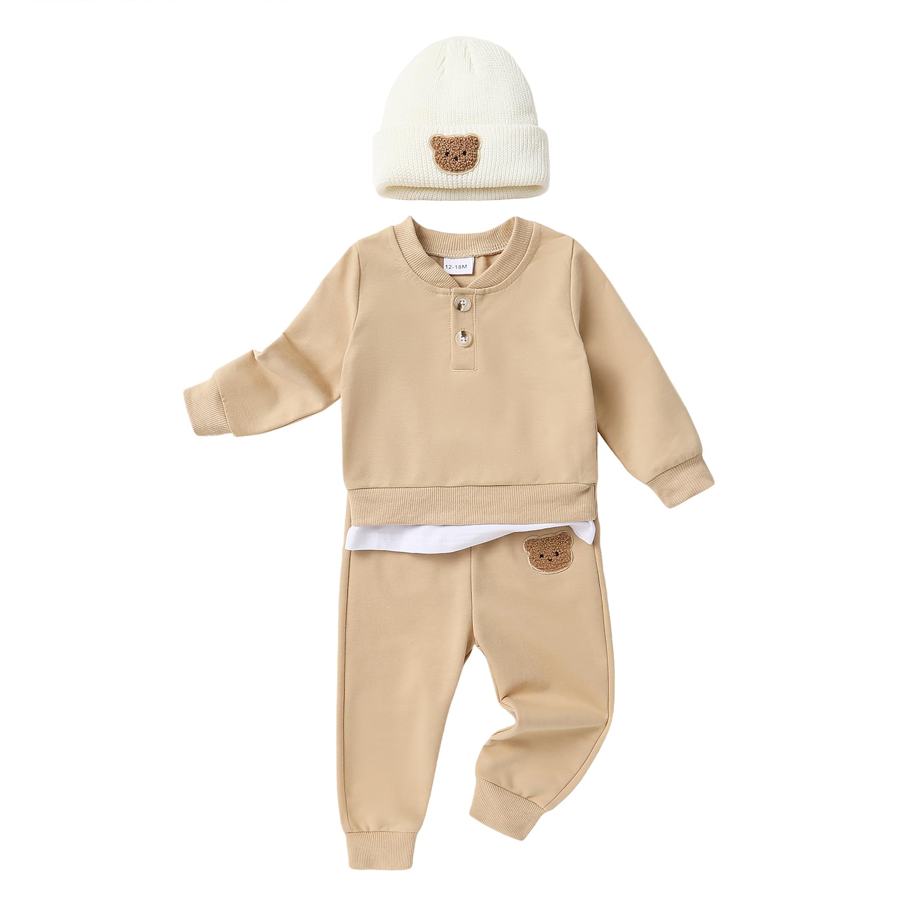 YOUNGER TREE Toddler Fall Outfits Baby Boy Sweatshirt Top Sweatpants Set Cute Sweatsuit for Boy Winter Clothes with