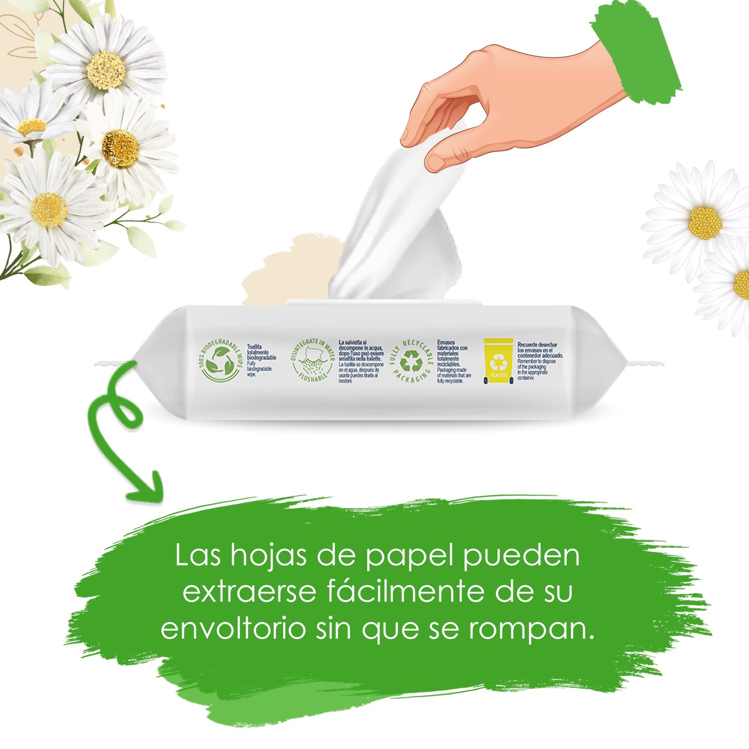 Cleanic Papel Higiénico Hidratado - (80 Piezas) Papel Higiénico - con Extracto de Manzanilla - Desechable - Toallitas Humedecidas para Limpieza Íntima - Apto para Pieles Sensibles - 80 Piezas