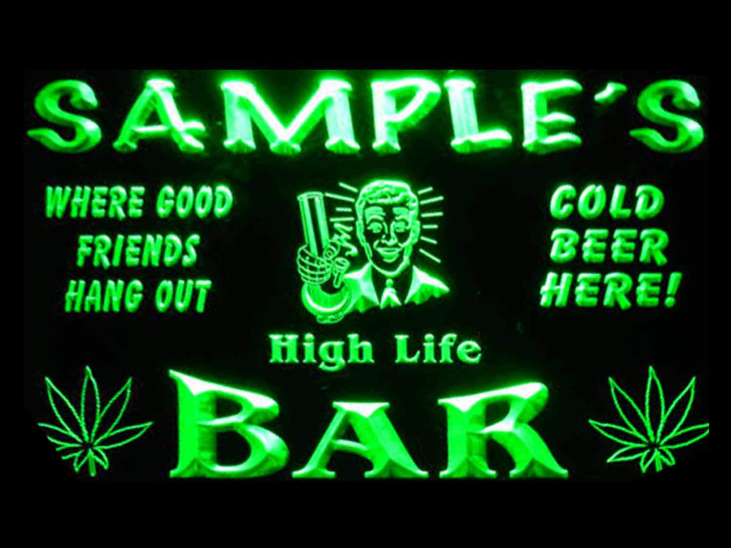 ADVPRO Name Personalized Custom Marijuana High Life Bar Beer Neon Sign Green 12x8.5 inches st4s32-tp-tm-g