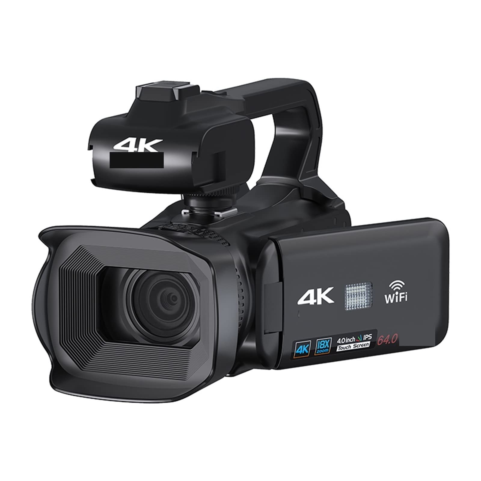 Vlog Camera, Fotocamere digitali 18X 64MP 4K for la fotografia Vlog professionale Streaming Videocamera Registrazione video Webcam Messa a fuoco automatica(No SD Card,4K Video Camera)