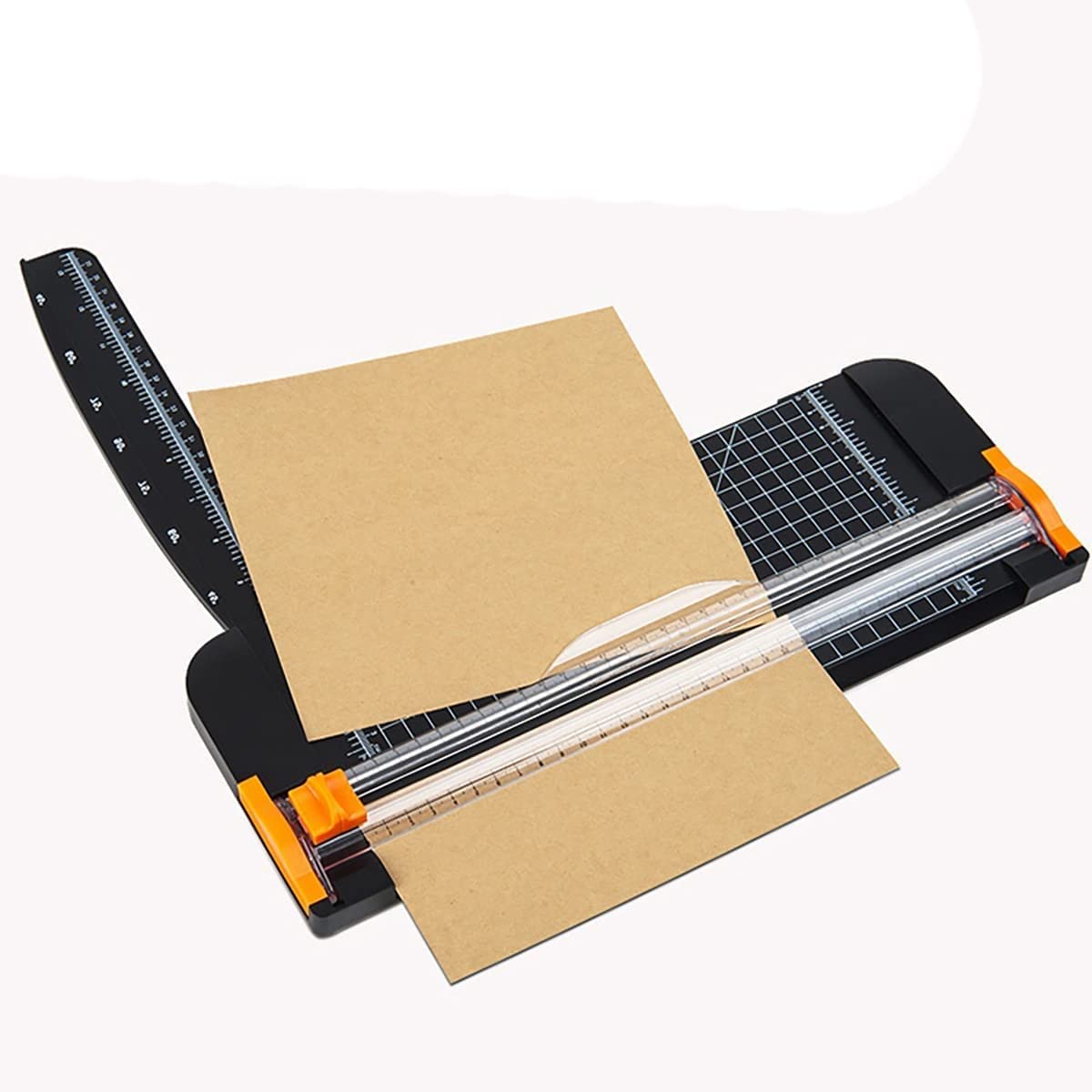 Papierschneider, Papierschneidemaschine, Guillotine-Trimmer, A4-Papierschneider mit Sicherheitsschutz und seitlichem Lineal, Schnittlänge für Foto-Geschenkkarten, Kraftpapier-Etiketten