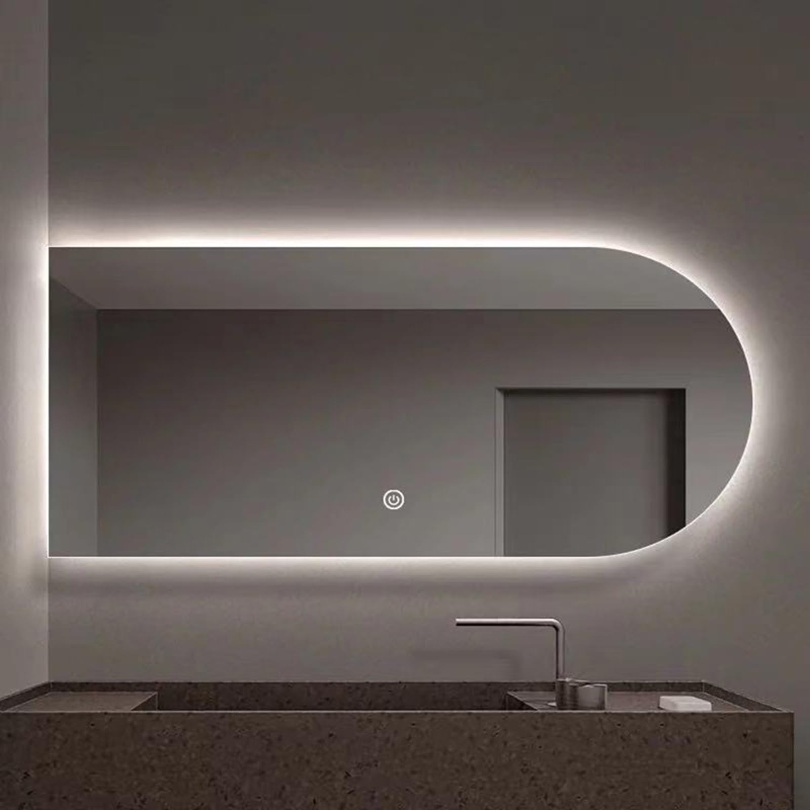 Miroir de salle de bain à LED tactile intensité variable étanche IP44 50x90