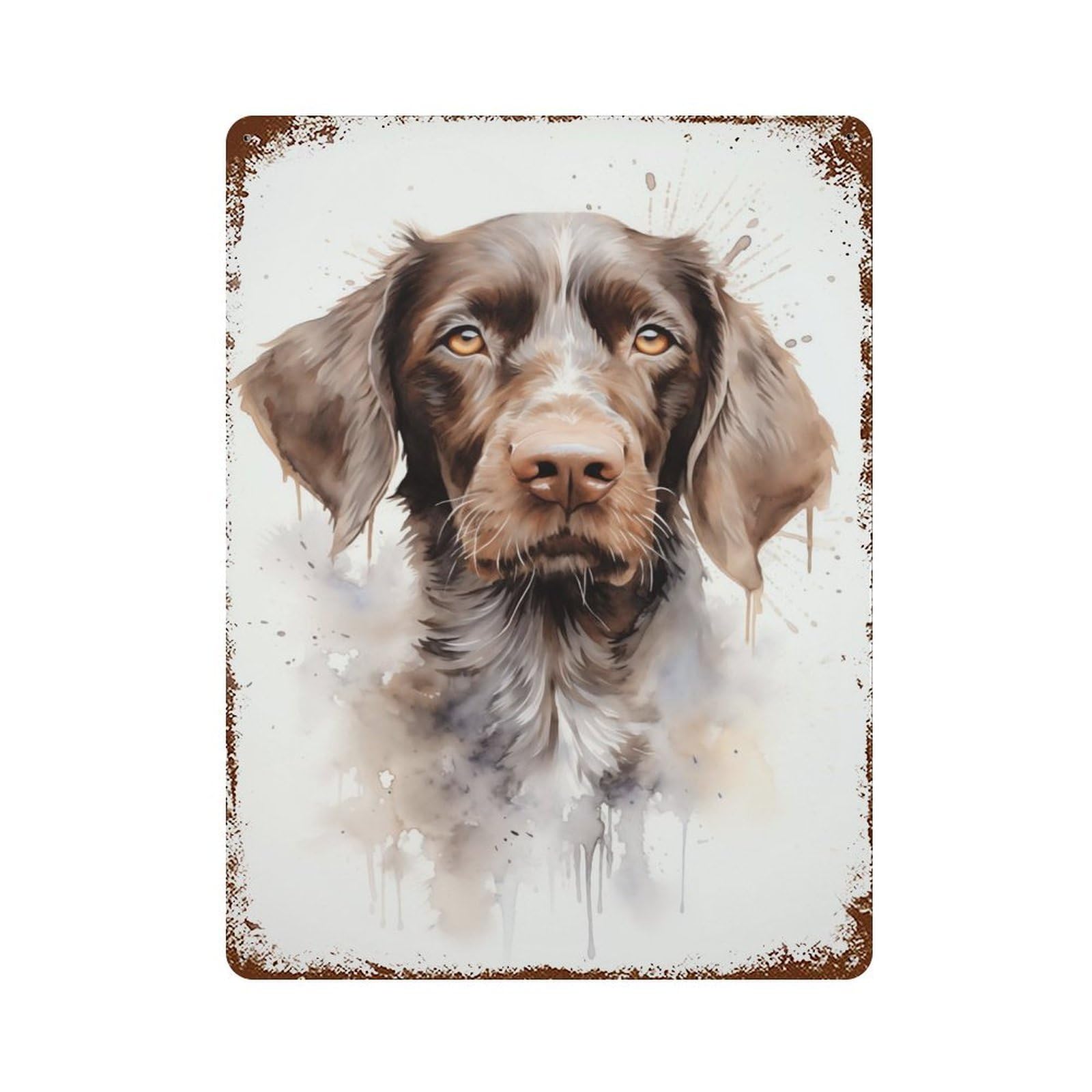 Garage Style German Wirehaired Dog Vintage Rust Metal Sign 15.7"x11.8", Industrial Home Decor for Bar And Workshop