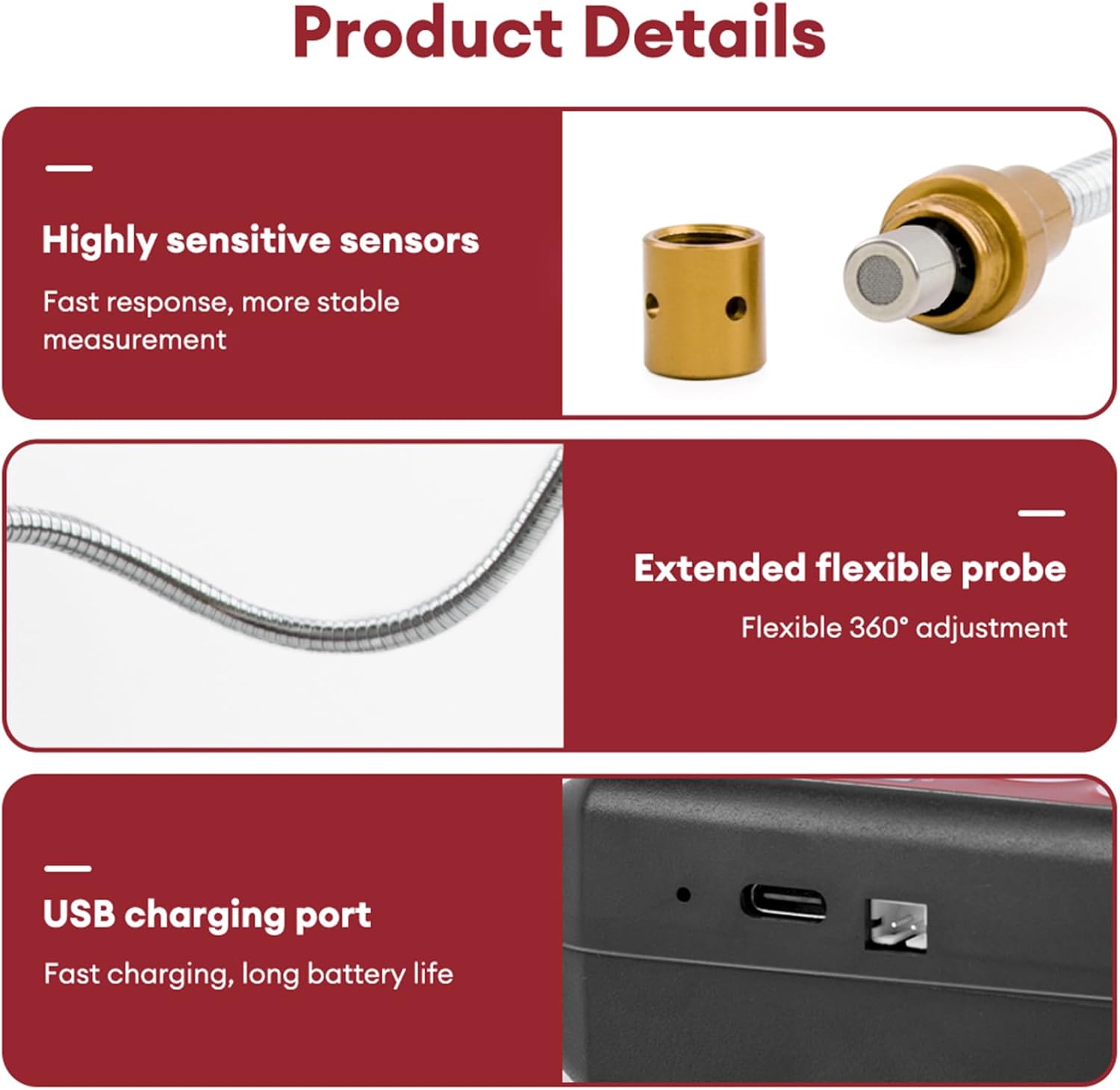 Detectors with Flexible Hose and Fast Leak Alerts Handheld Methane Detectors Easy to Use for Indoor/Outdoor Use Leak Detection Instrument
