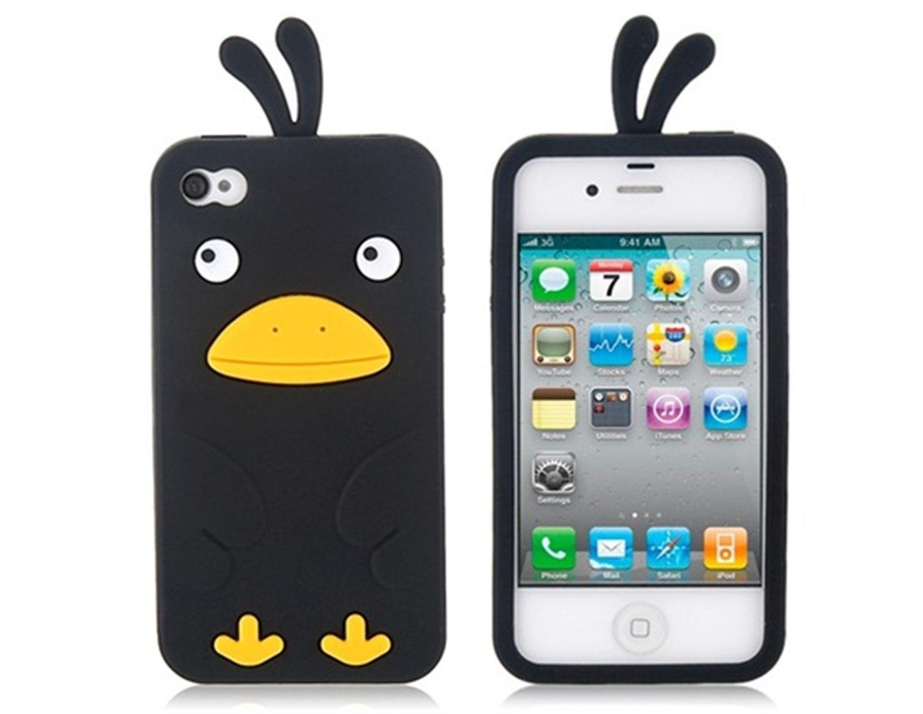 Amazon Iphone 5s 5 4s 4 Tpu 3d かわいいヒヨコキャラ全方位シリコン保護殻 Iphone 5s 5 黒い Phonix ケース カバー