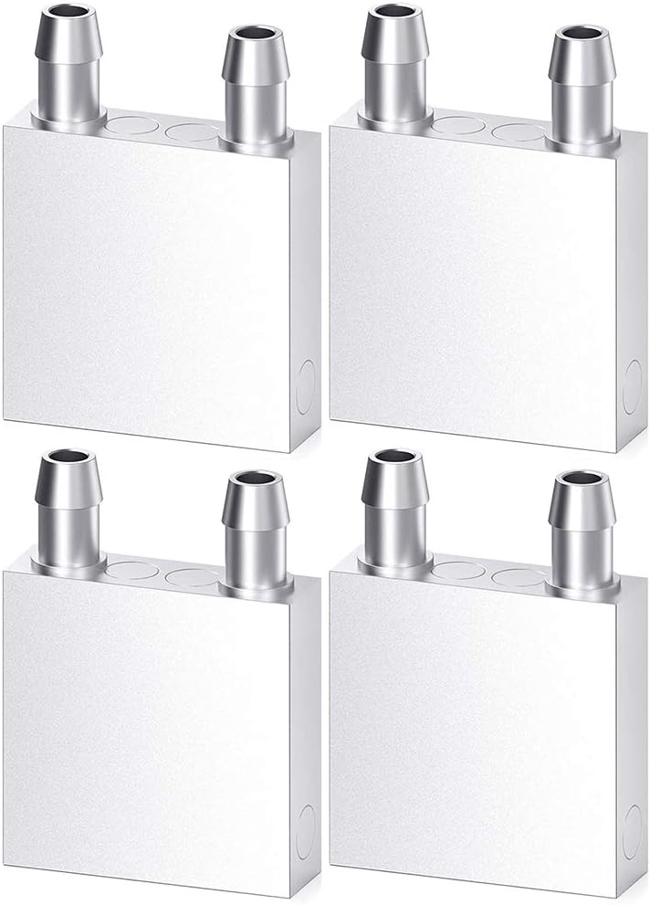 Aluminum Water Cooling Block, Liquid Water Cooler Heat Sink System for PC Computer CPU Graphics Radiator Heatsink Endothermic Head Silver 2pcs(40mm x 40mm x 12mm) 4