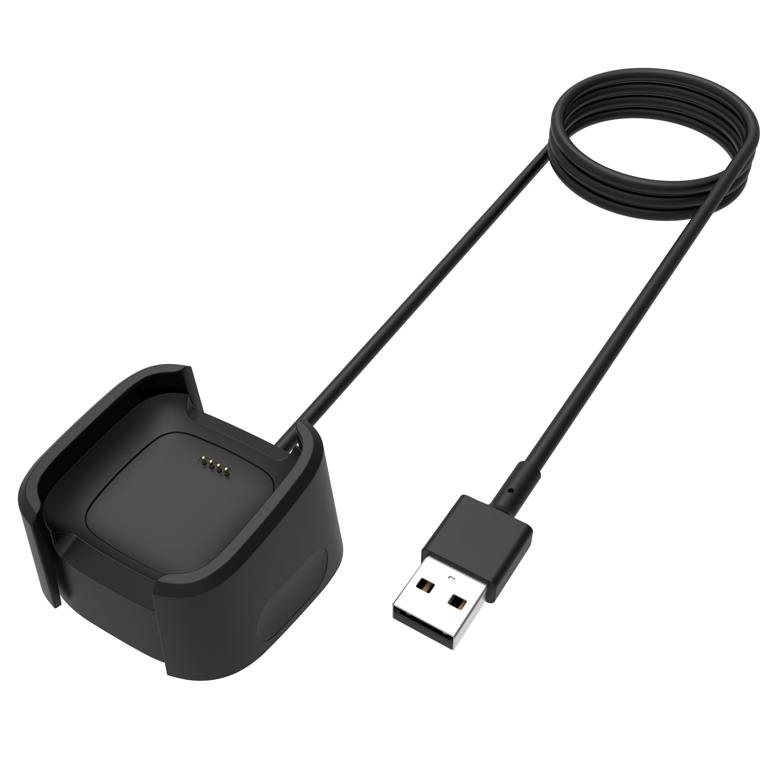 Sounce USB Charging Cable for Fitbit Versa Lite/Versa/Versa Special Edition, Replacement USB Charging Dock Station with 3.3ft Cable Cord for Versa Smartwatch (Black)-image-1