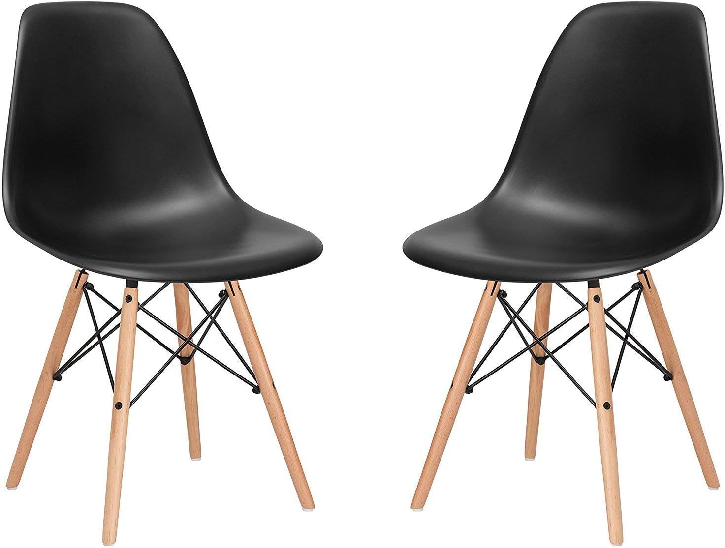Unique360 Beez Dining Plastic DSW Leaf Layer Stylish Chairs (Black) - Set of 2