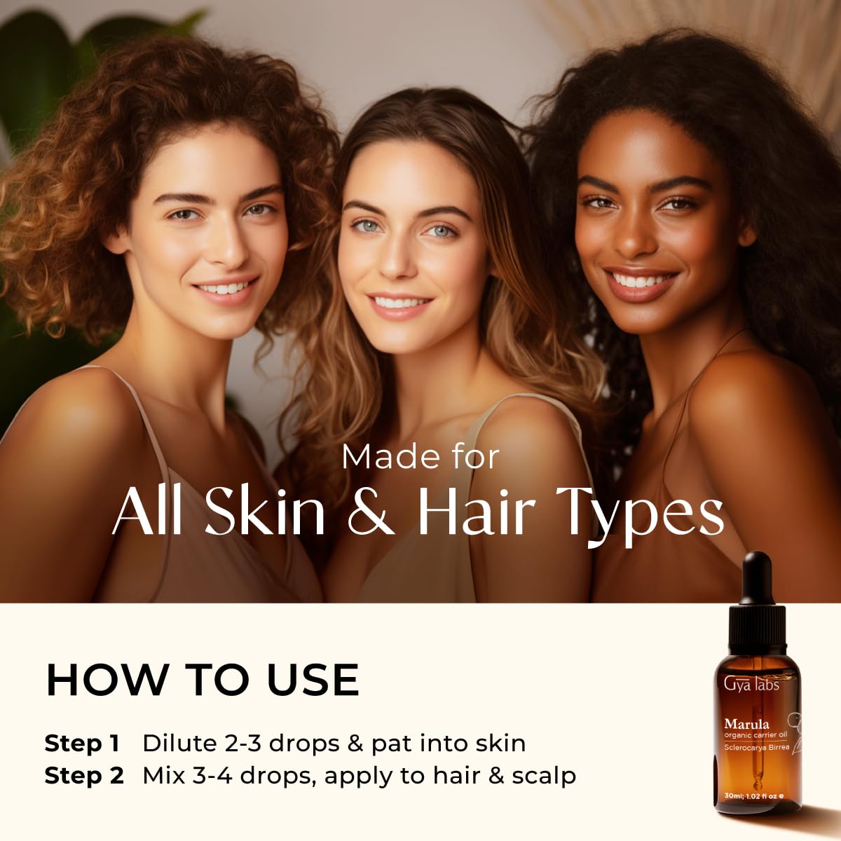 Gya Labs Marula Carrier Oil for Skin - Cold Pressed Organic Marula Oil for Hair - 100% Pure Therapeutic Grade Aromatherapy Marula Oil for Face, Nails, Massage & Hair (30ml)