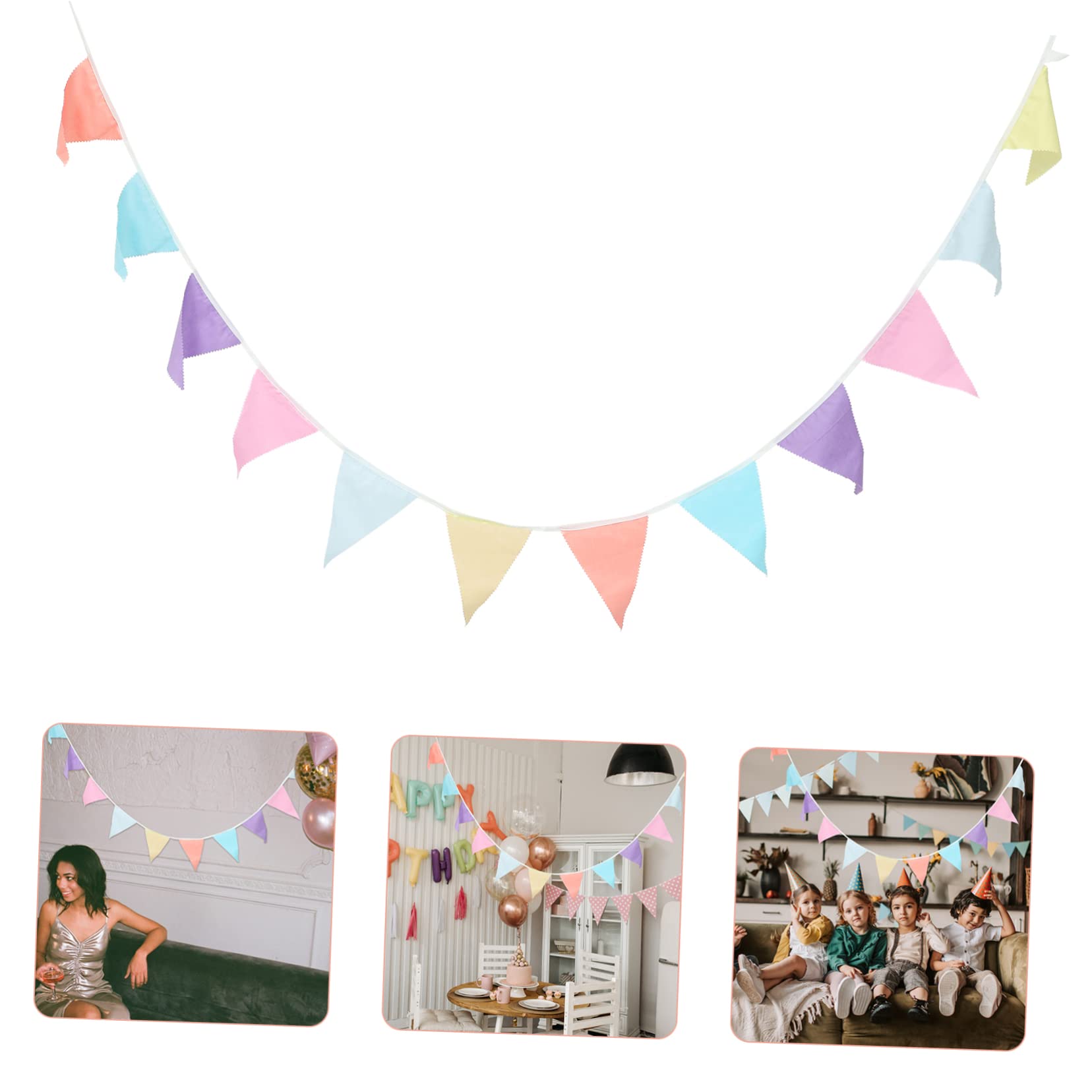 MAGICLULU 5 Pezzi bandiera ondulata striscione di compleanno bandiera pastello Banner di buon compleanno Ghirlanda di viti stendardo bandiere della del partito cotone