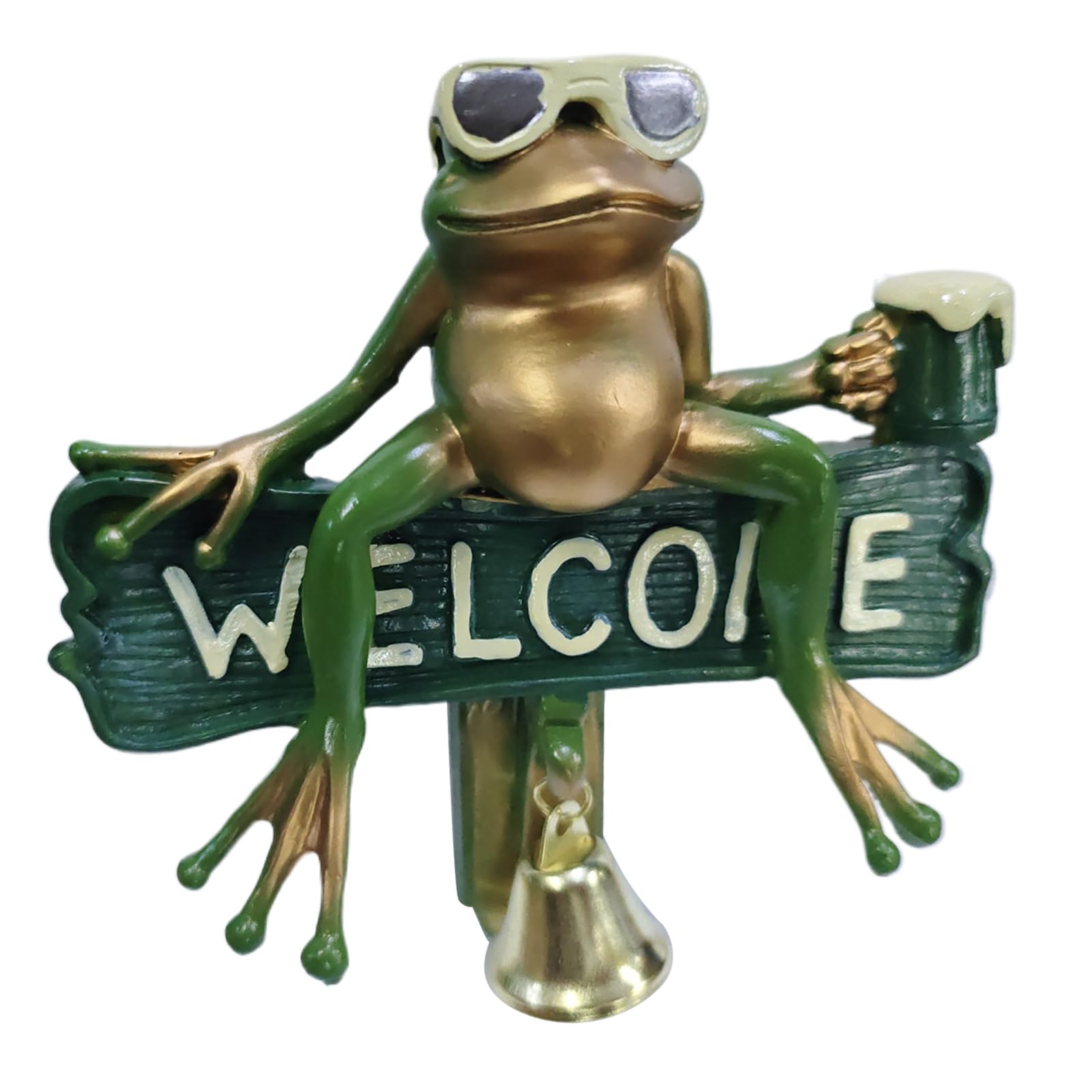 Lerpwige Chill Frog Doorbell For Door Knob Protections Cool Beer Frog Welcome Bells For Home Garden Courtyard Decorations Gift Cool Beer Frogs Welcome Bells