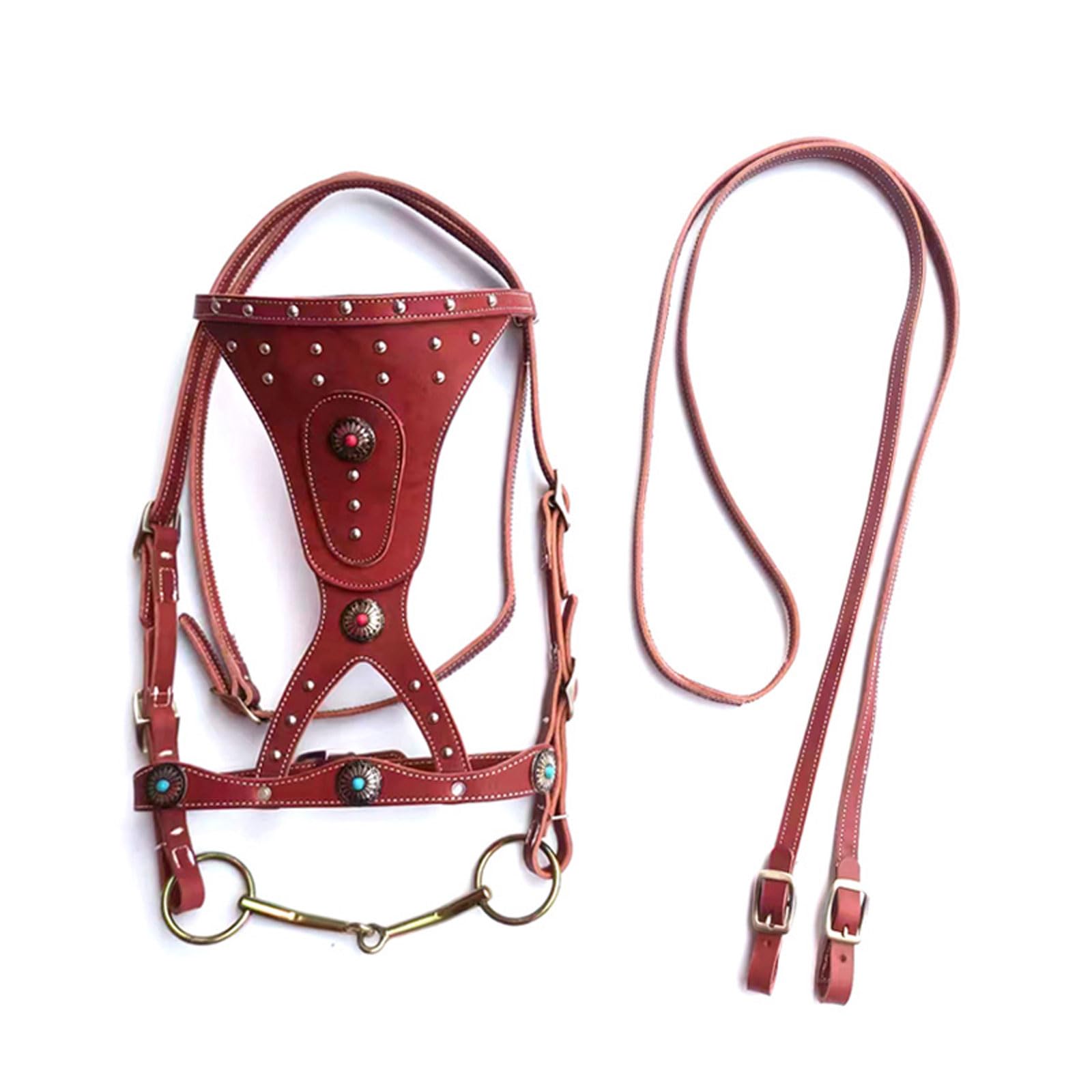 cavezza cavallo,Briglia Cavallo,cavallo stabile,Decorazione con rivetti per accessori da equitazione di misura regolabile,testiera Leggera Regolabile,per ippodromi di Gare di Pratica su prateria