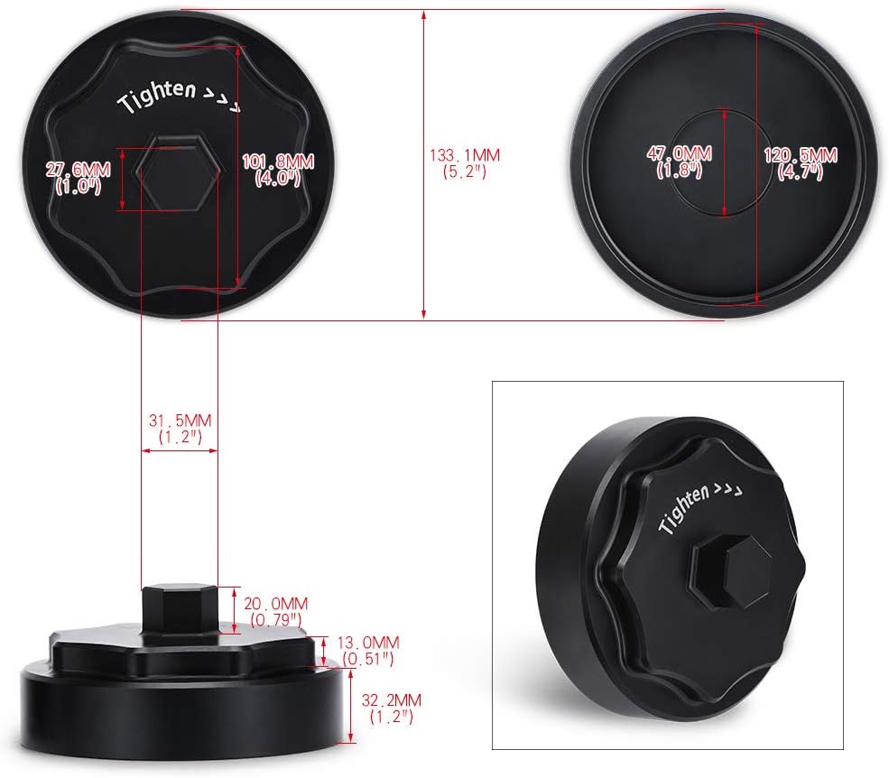 PTNHZ Aluminum 68065612AA Fuel Filter Canister Housing Cover Cap Relacement For 10-on Dodge Ram 2500 3500 4500 5500 6.7L Cummins Truck Diesel Engine (Black)