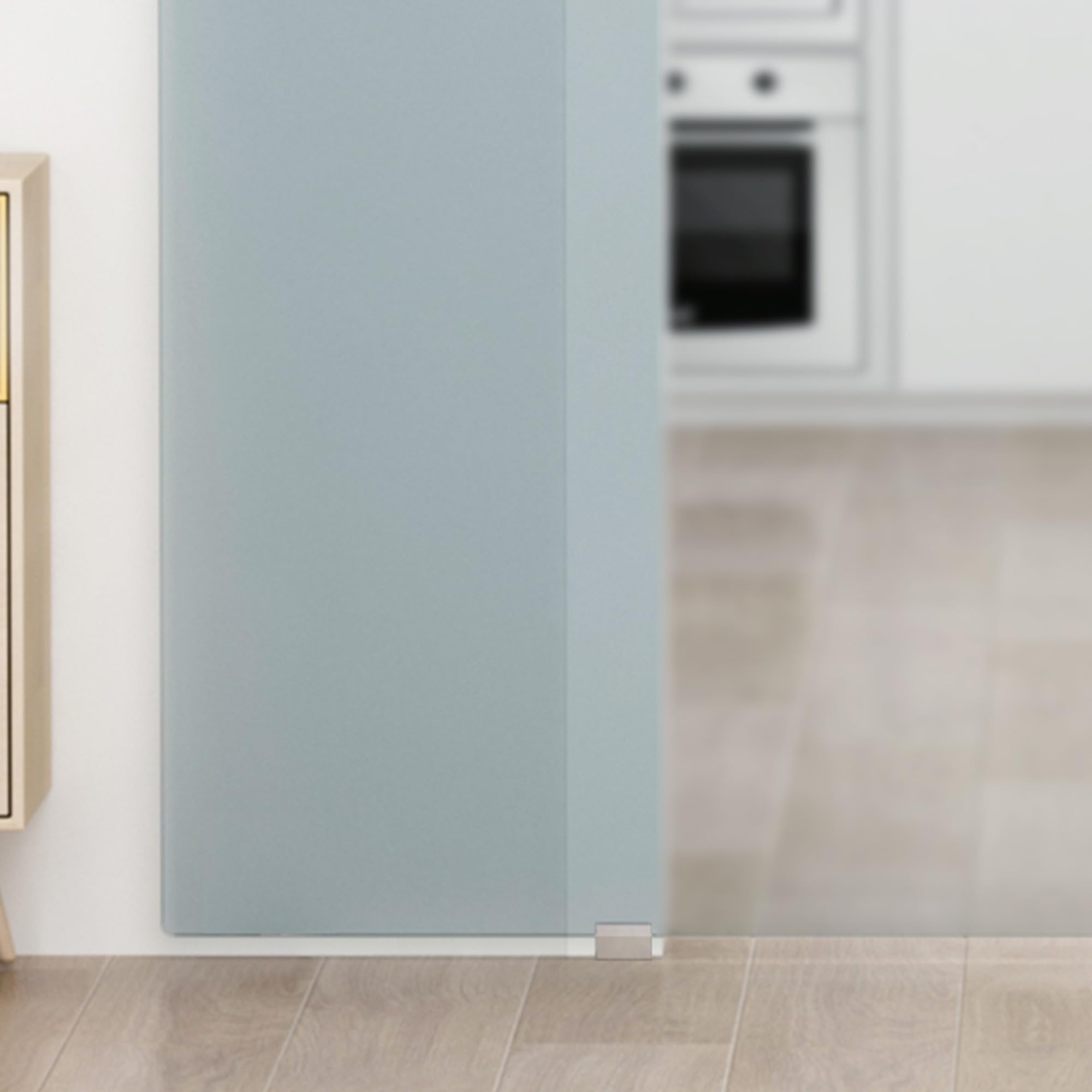 HOMCOM Porta Scorrevole in Vetro Smerigliato con Binario in Alluminio per Bagno Cucina Studio Vetro 205cm