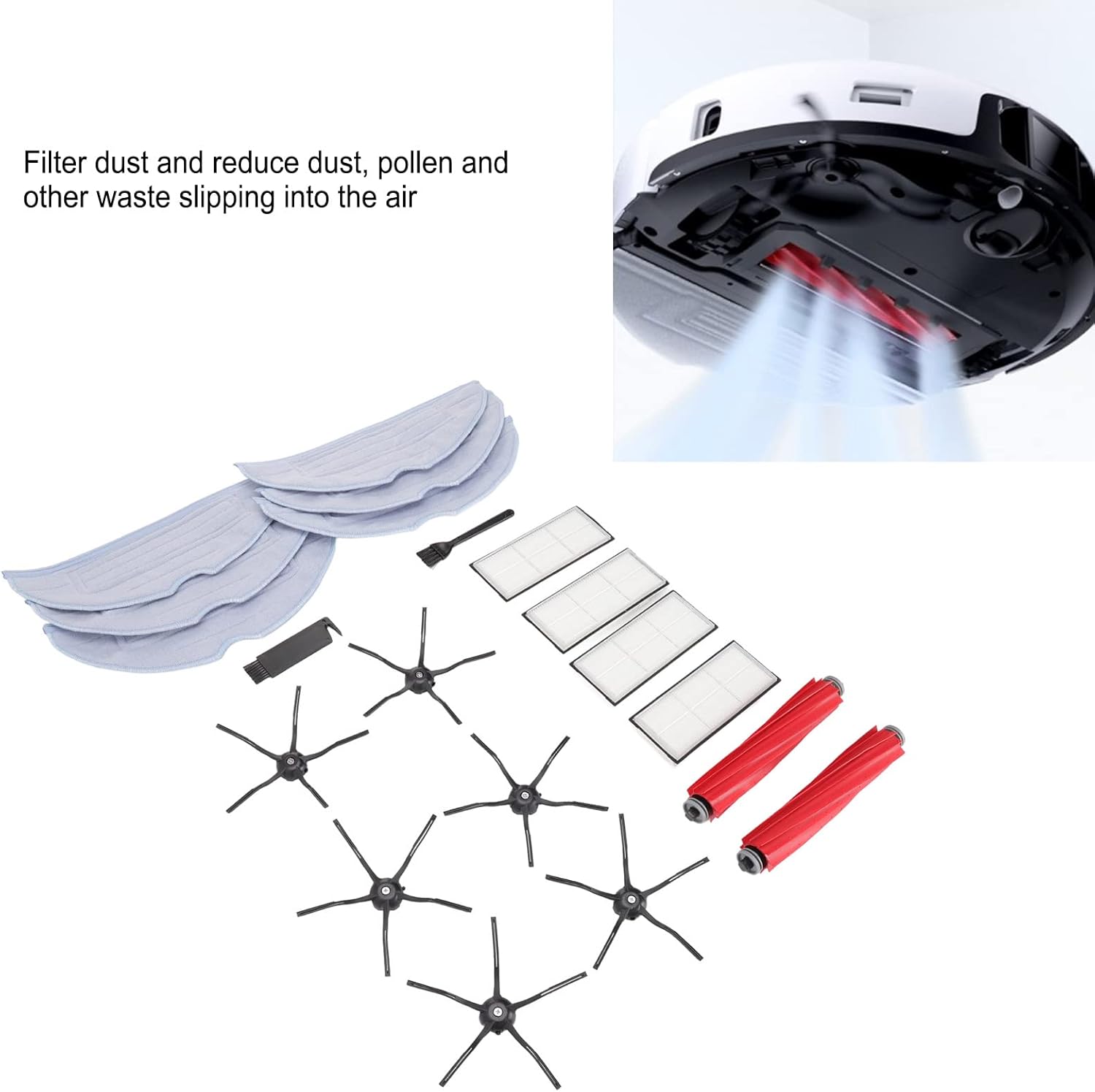 Sweeper Dust Bag Main Side Brush Filter Rag Set Replacement Parts ABS High Efficiency Compatible with Roborock G10S S7 MaxV Ultra T8Plus