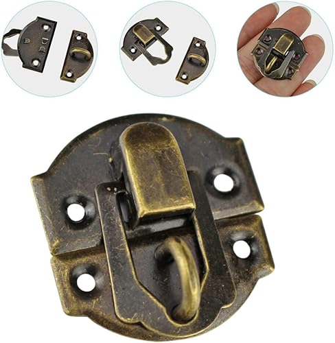 Miniatura 9 de Zerodeko 30 piezas de hebilla antigua, cerrojo con cerrojo, caja de madera, caja de madera, pestillo de madera, pestillo de cerradura de puerta,
