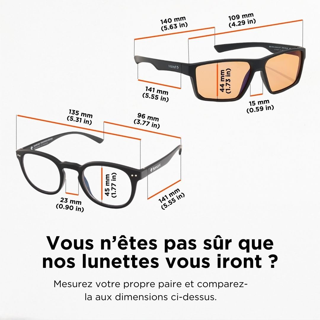 Horus X - Lunettes Anti lumière Bleue Gaming et Bureau - Filtre Protection Ecran Jeux Vidéos Console Ordinateur PC - Accessoire Gamers Homme et Femme