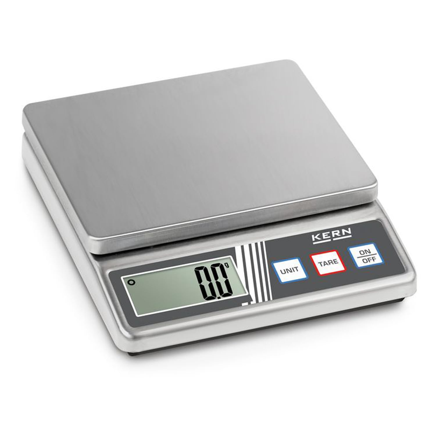 Compact stainless steel scale [Kern FOB 500-1S] Stainless steel design of the housing and weighing plate, Weighing Range [Max]: 0,5 kg, Readout [d]: 0,1 g