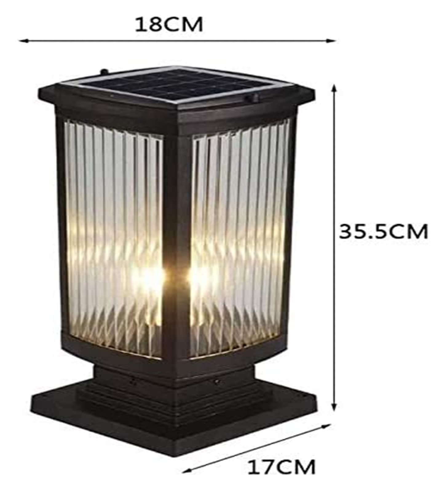 Lampada da cortile Lampada da pilastro solare in vetro pressofuso Impermeabile IP54 Lampada da palo a palo solare a LED Recinzione esterna Villa Giardino Lanterna a palo retrò Cortile Illuminazione a