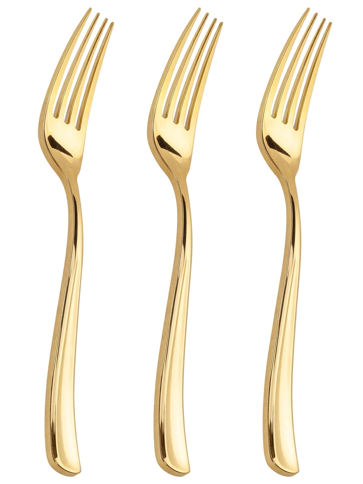 WDF 300PCS Gold Plastic Forks - Heavy Duty Gold Forks Disposable - Sturdy&amp;Durable Plastic Silverware Bulk for Wedding/Party/Daily Using/Baby Shower
