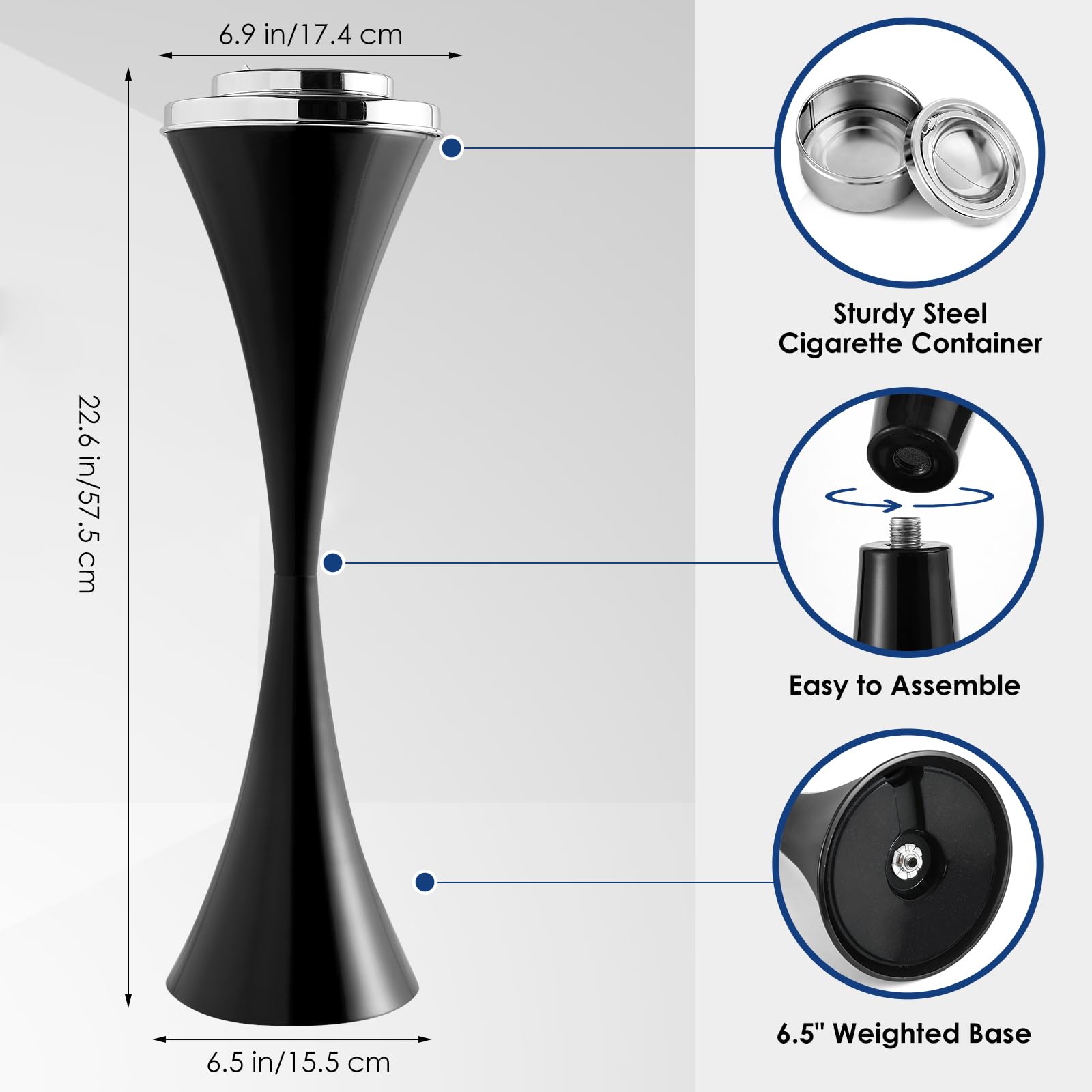 Cendrier Exterieur, Facile à Nettoyer, Cendrier Fermé, Pour Fumeurs