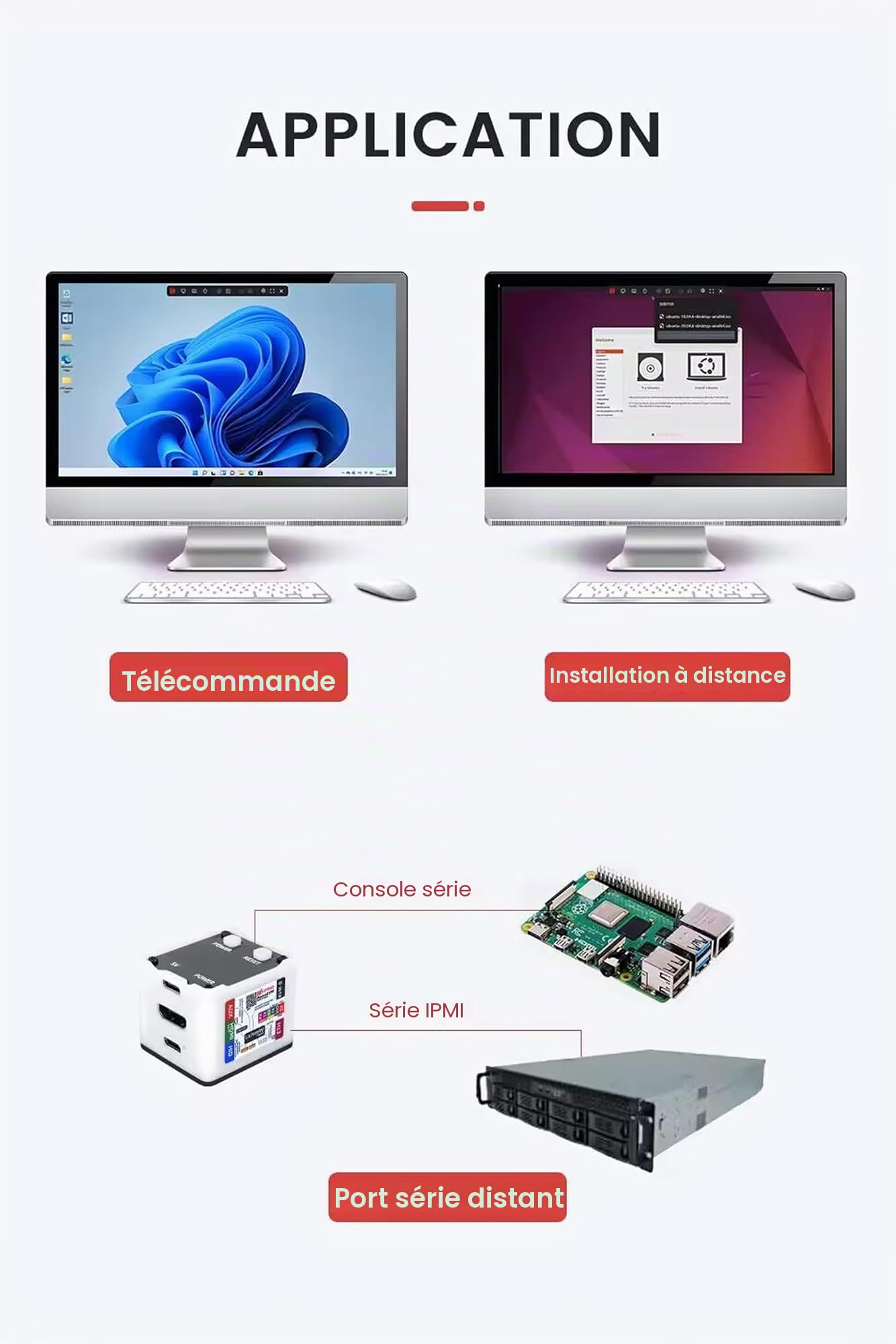 Sipeed NanoKVM IP-KVM Mini serveur de maintenance des opérations de contrôle à distance, 1TOPS NPU 1 GHz C906 RISC-V Linux, avec port réseau USB HDMI 100 m (NanoKVM Ensemble complet)