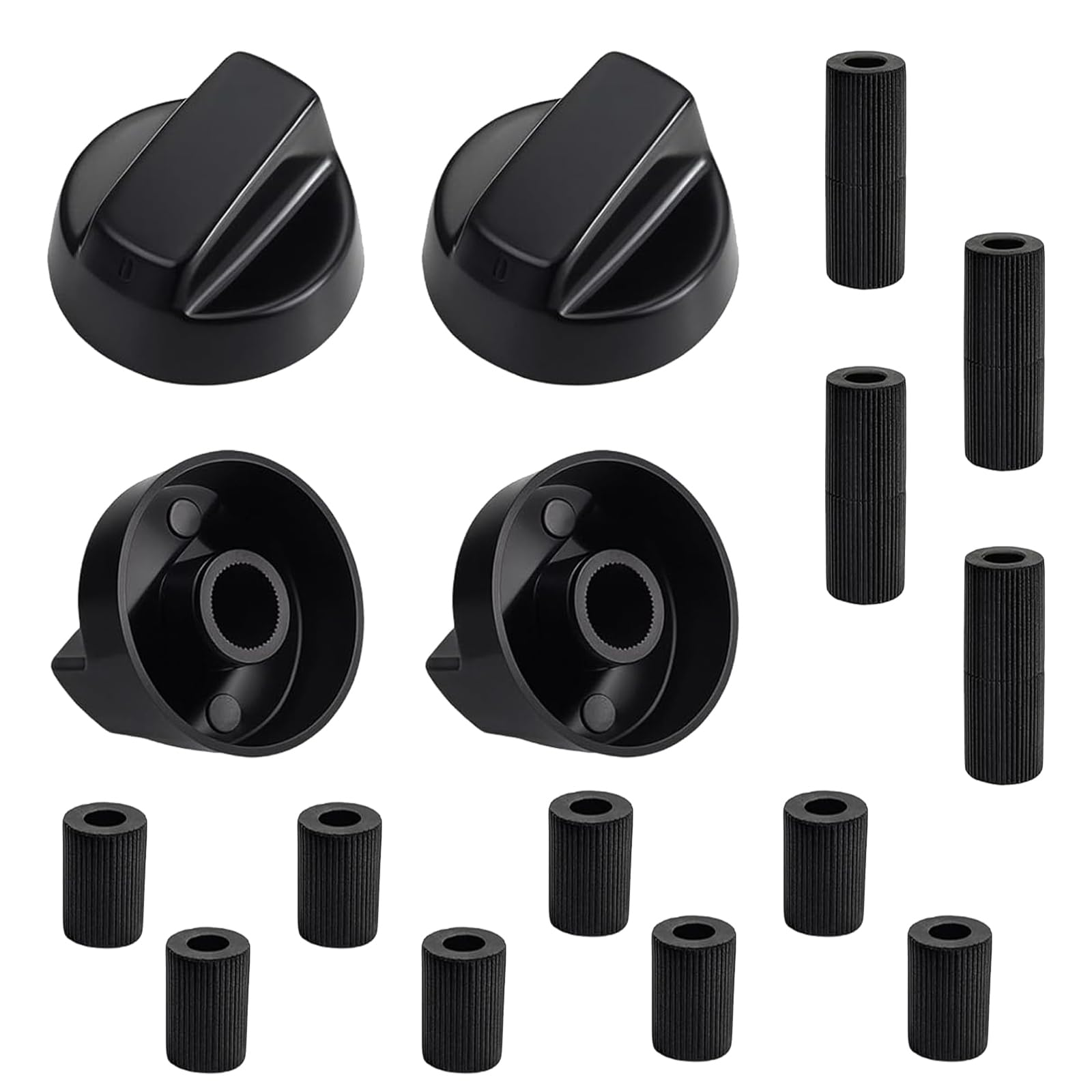 Znfdos Black Jcuqgdoo 8 Pack Universal Cooker Knobs Replacement Set, Control Stove Knobs With 24 Adaptors, Replacement Cooker Knob For Cookers, Stoves Kitchen Appliances