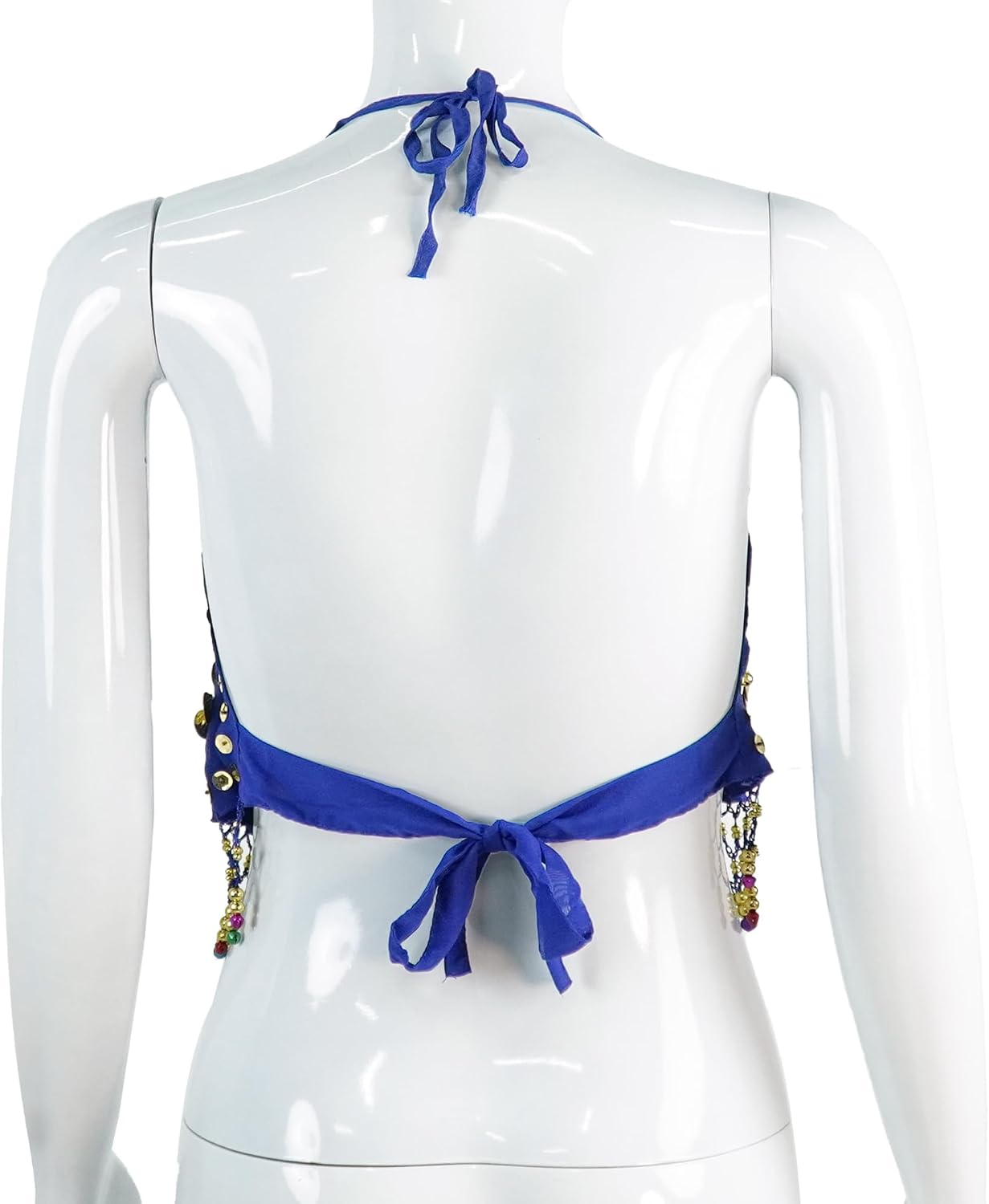 MUNAFIE Dance Top Genie Top Belly Dance Top with Coins Strap type without Chest Pad Arabian Nights Outfit for Women Navy