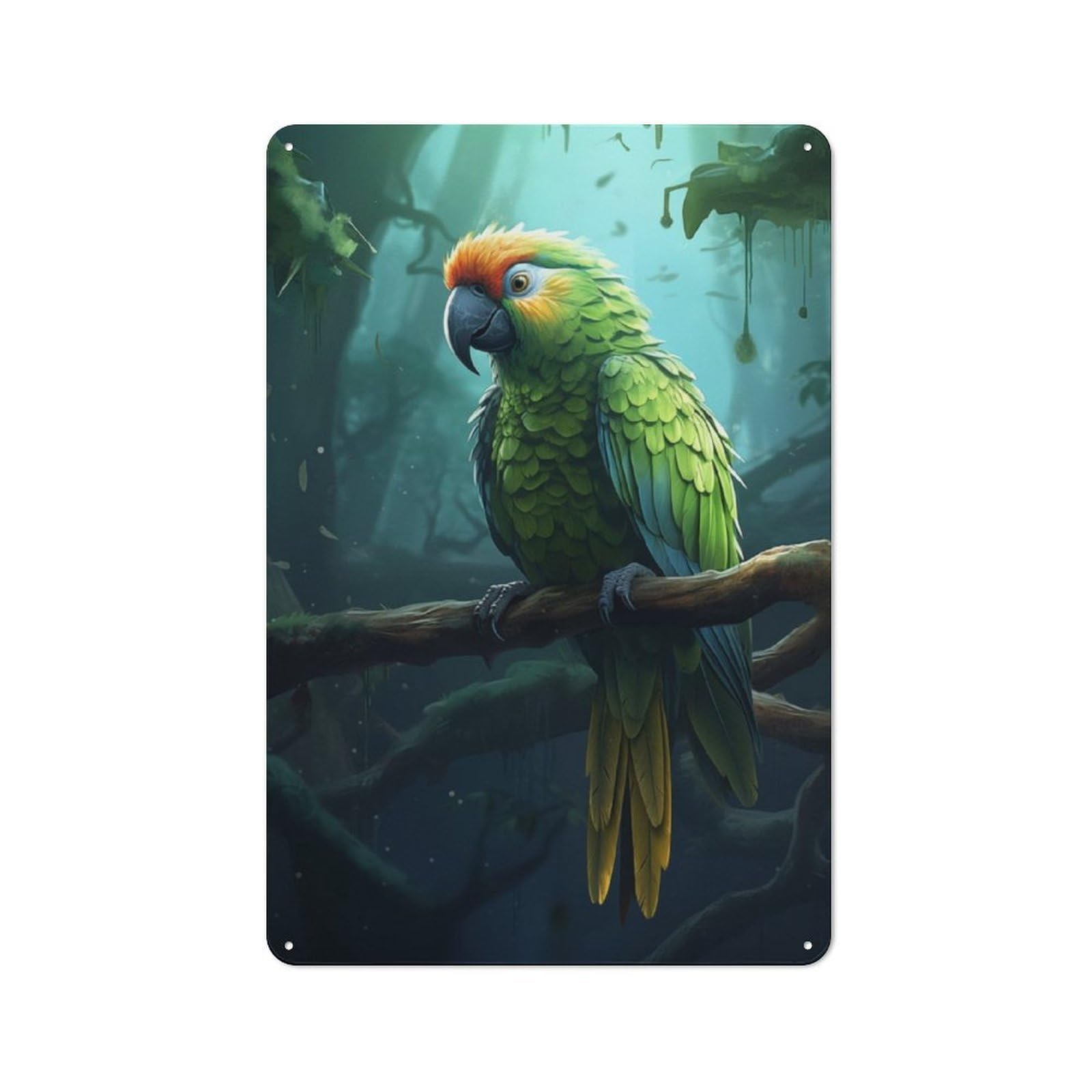 Junmoney Parrot In The Jungle 30X20cm Retro Tin Sign With For Dining Room Or Kitchen, For Metal Sign Collectors, For Garage And Workshop Walls